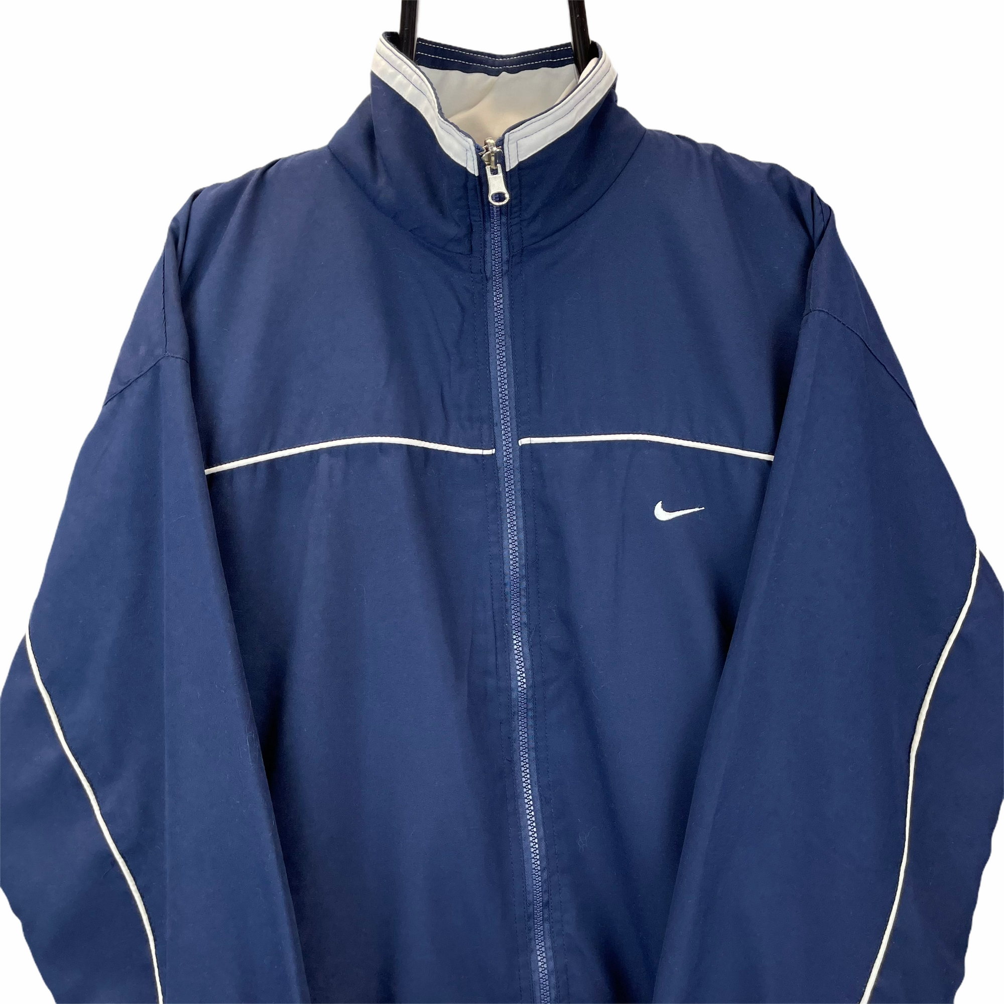 VINTAGE NIKE REVERSIBLE TRACK JACKET IN WHITE & NAVY - MEN'S XL/WOMEN'S XXL