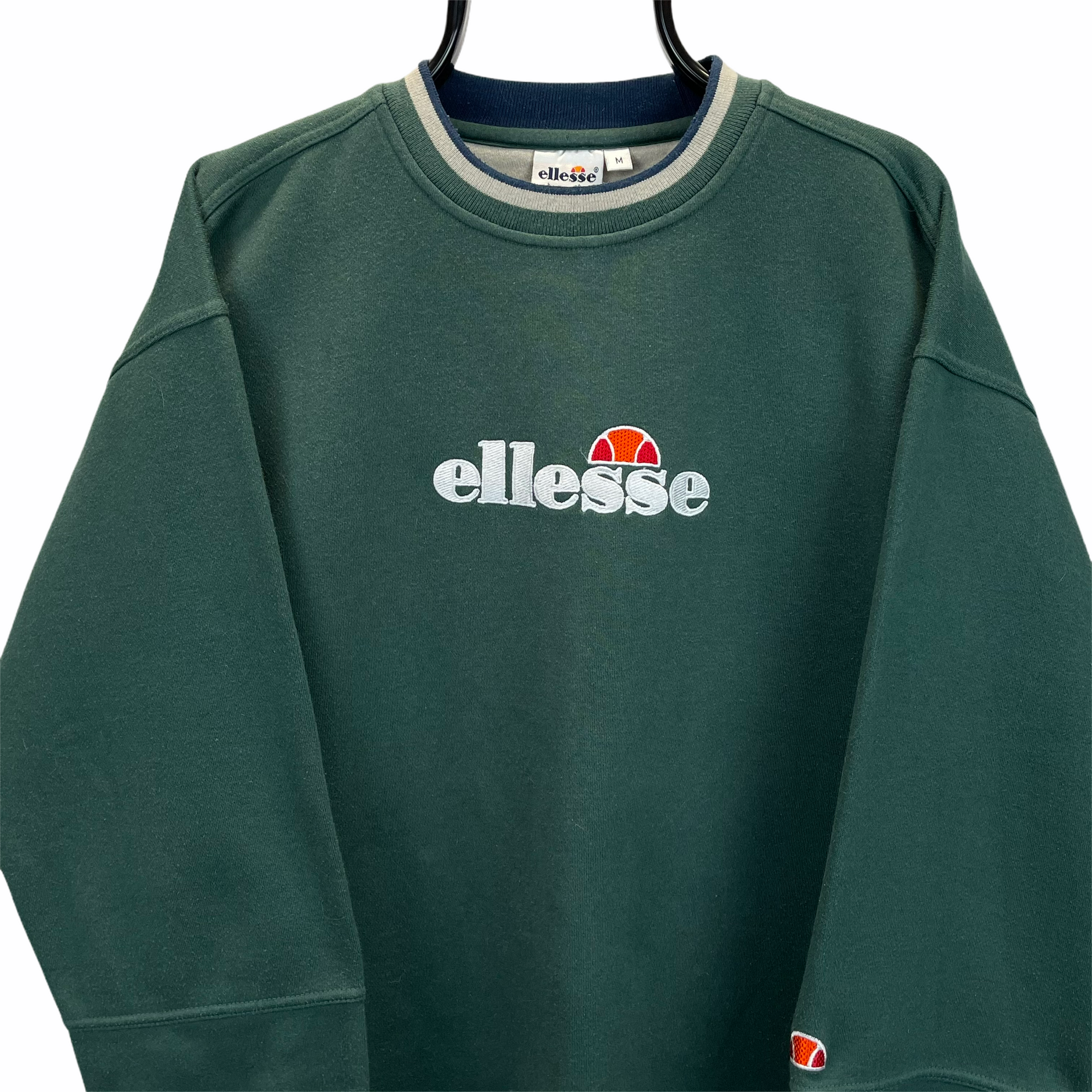 Vintage 90s Ellesse Spellout Sweatshirt in Dark Green - Men's Large/Women's XL