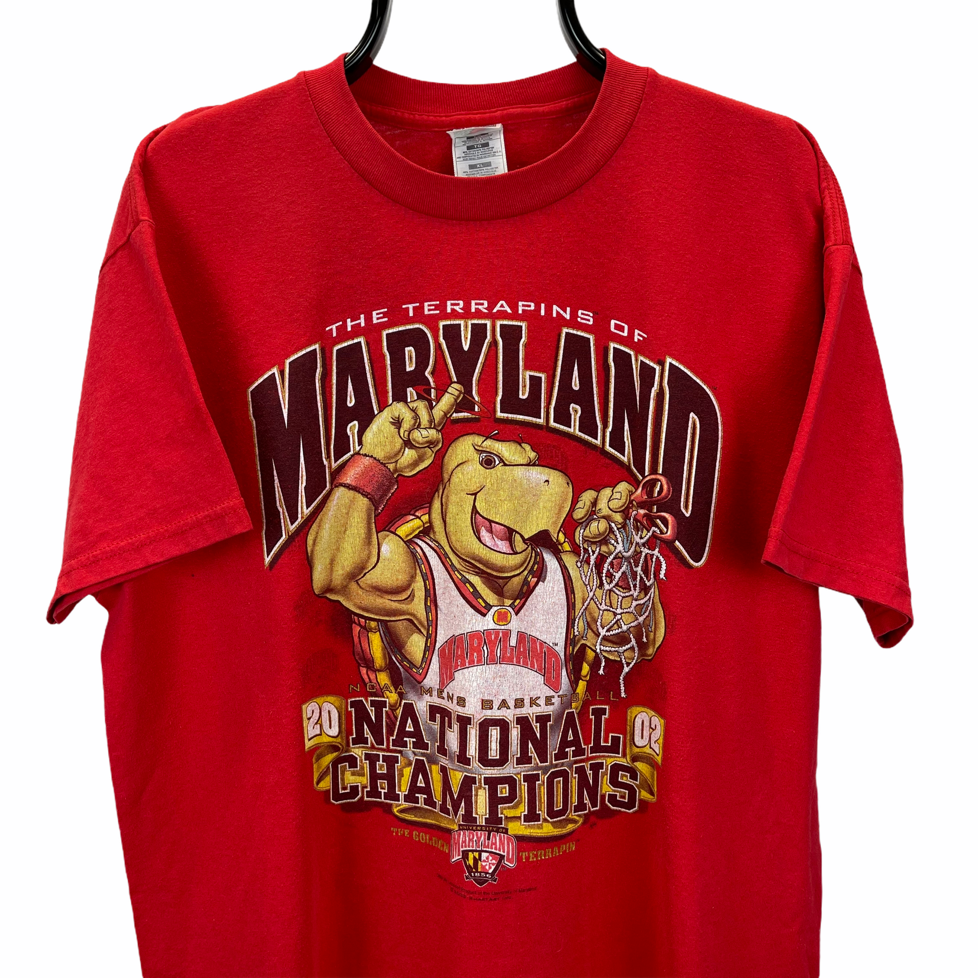 VINTAGE MARYLAND US COLLEGE TEE IN RED - MEN'S LARGE/WOMEN'S XL