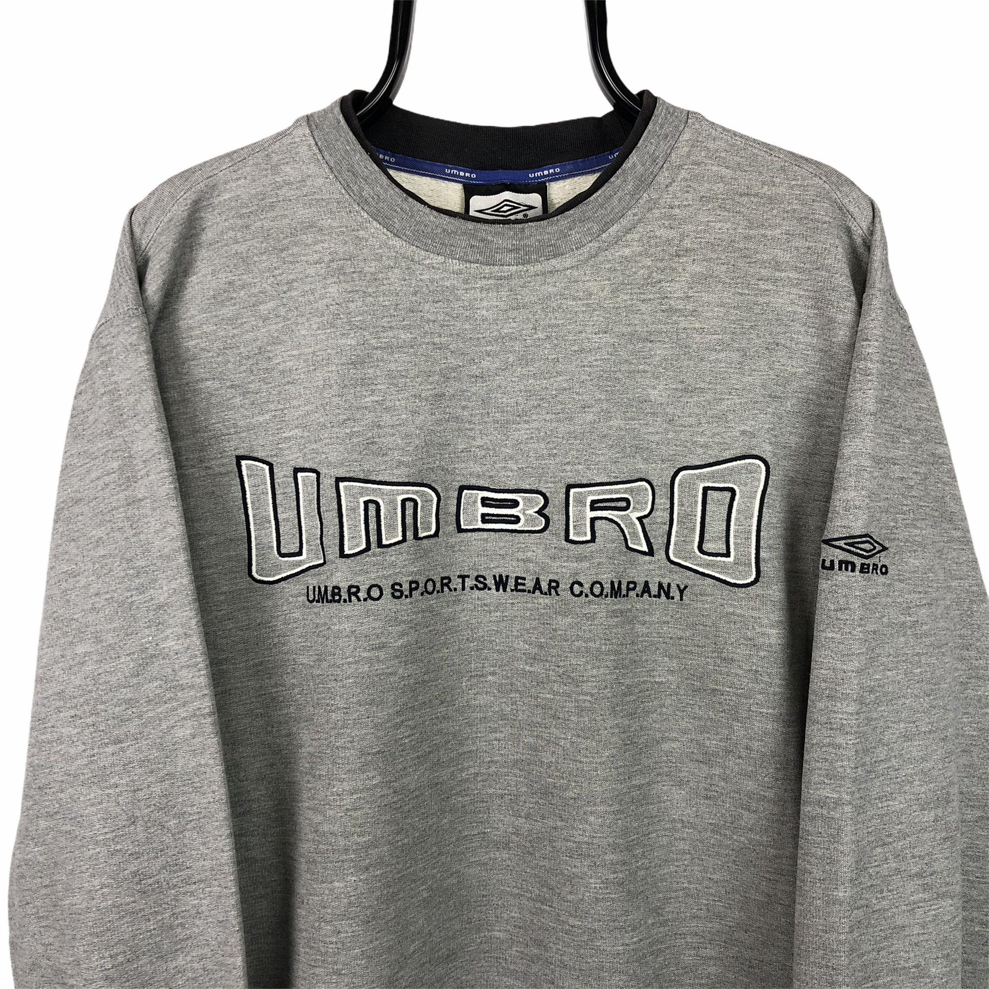 Vintage 90s Umbro Spellout Sweatshirt in Grey - Men's Large/Women's XL