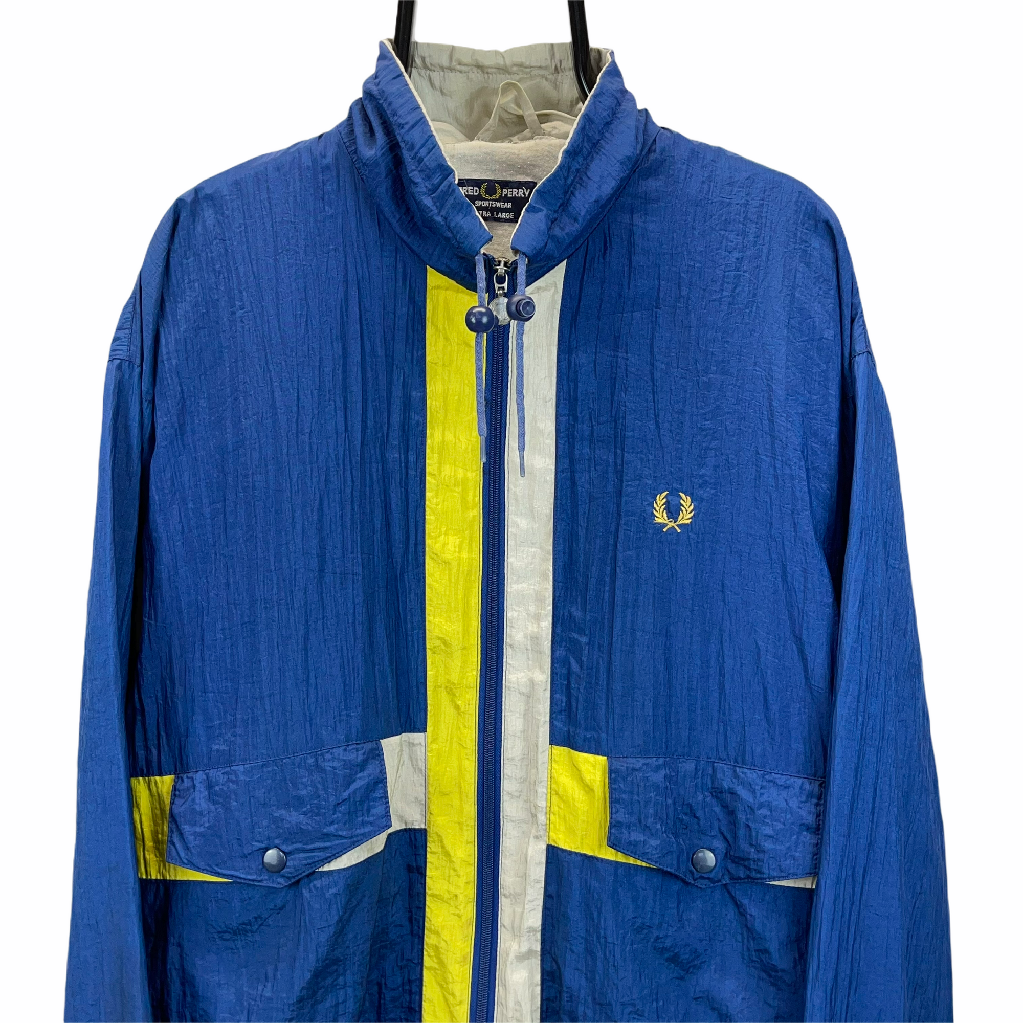 Vintage 90s Fred Perry Track Jacket in Navy & Yellow - Men's XL/Women's XXL