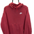 NIKE EMBROIDERED SMALL LOGO HOODIE IN RED MARL - MEN'S SMALL/WOMEN'S MEDIUM