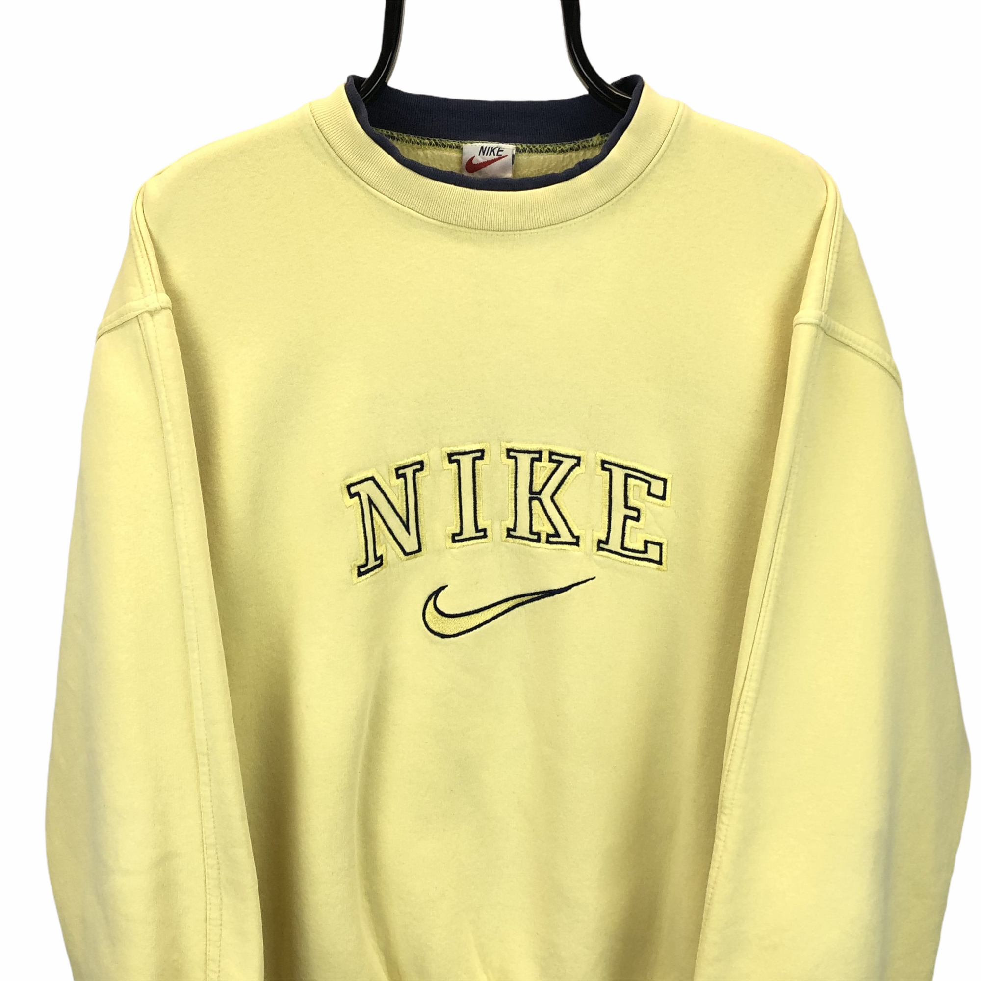 Vintage 90s Nike Spellout Sweatshirt in Lemon - Men's Medium/Women's Large