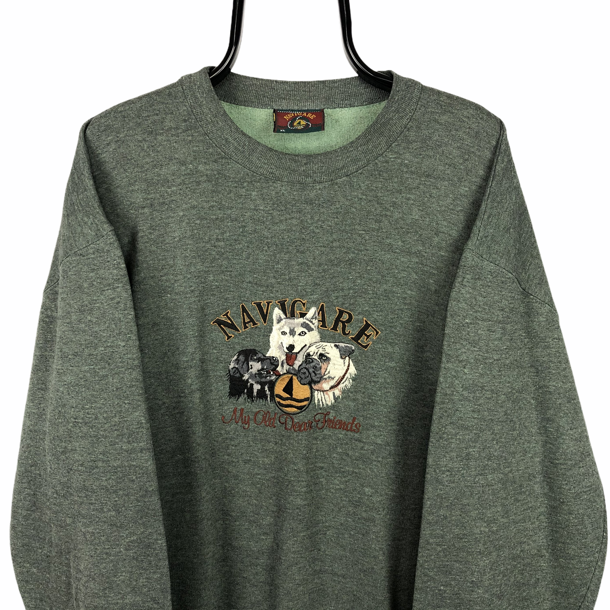Vintage 90s Dogs Embroidery Sweatshirt - Men's XL/Women's XXL