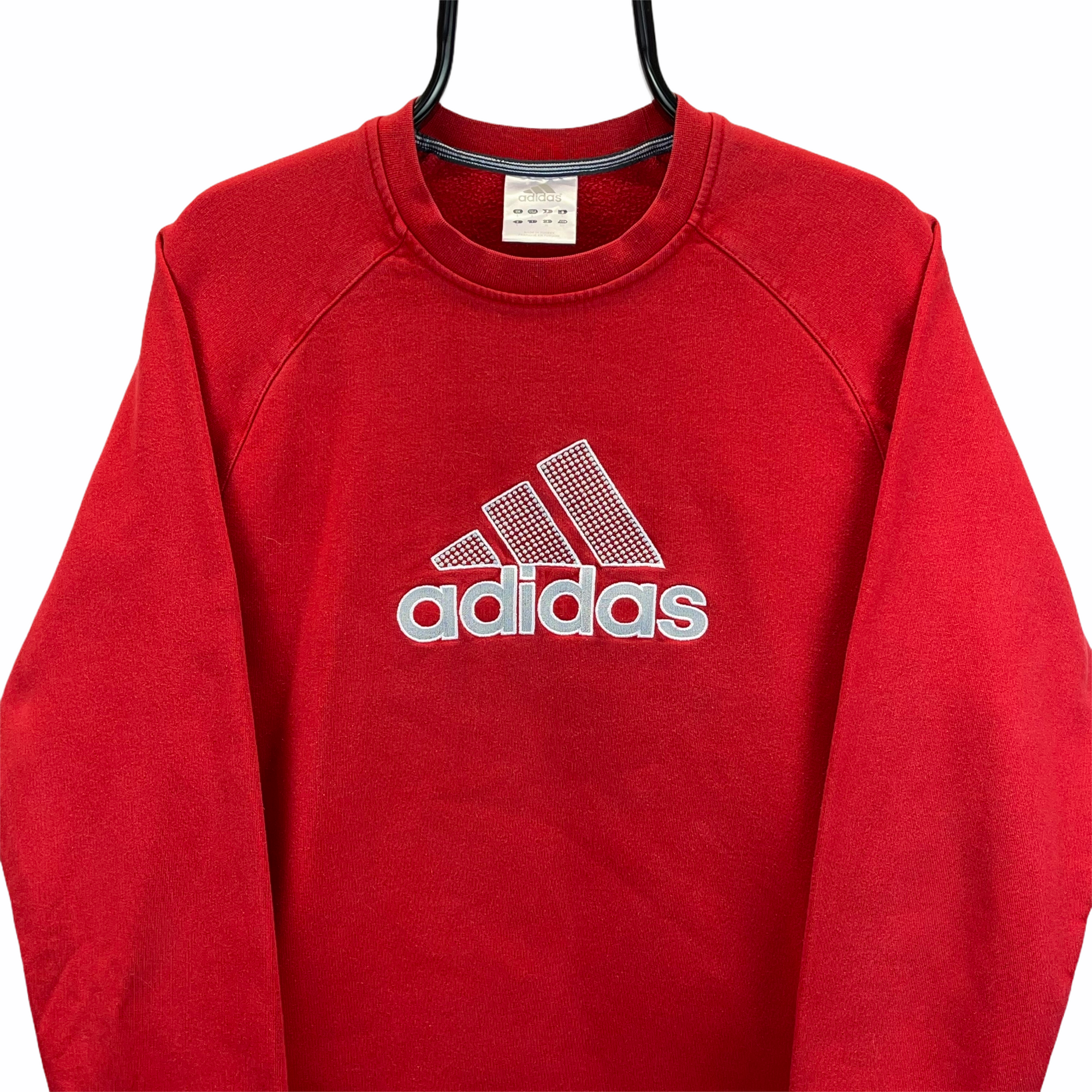 Vintage Adidas Spellout Sweatshirt in Red - Men's Small/Women's Medium