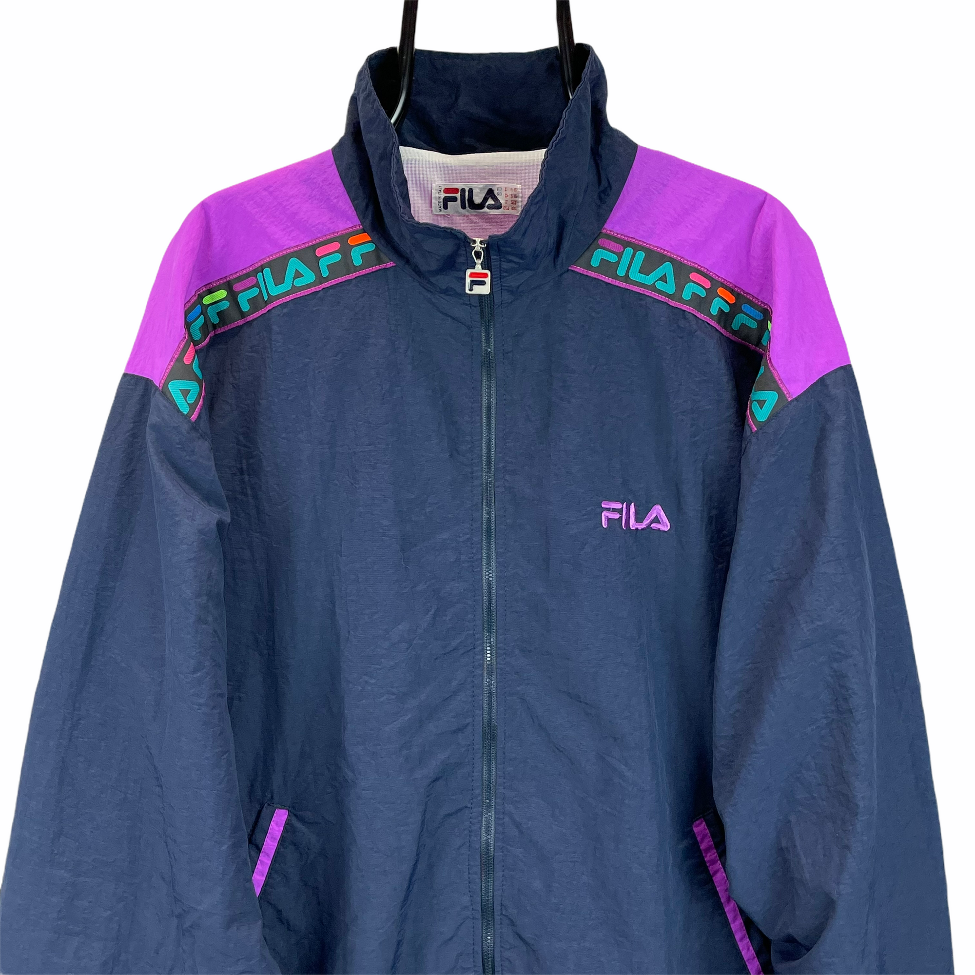 VINTAGE 90S FILA TRACK JACKET IN PURPLE & NAVY - MEN'S XL/WOMEN'S XXL