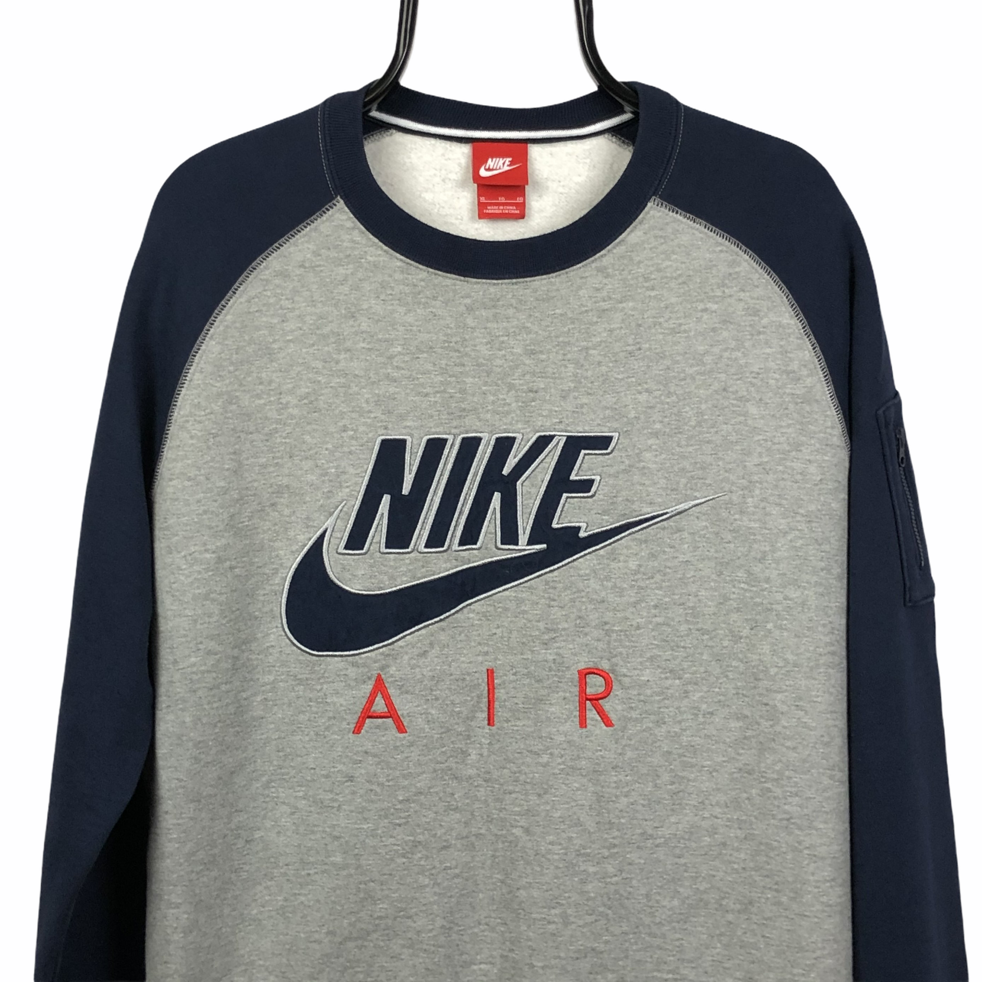 Nike Air Spellout Sweatshirt in Grey & Navy - Men's Large/Women's XL