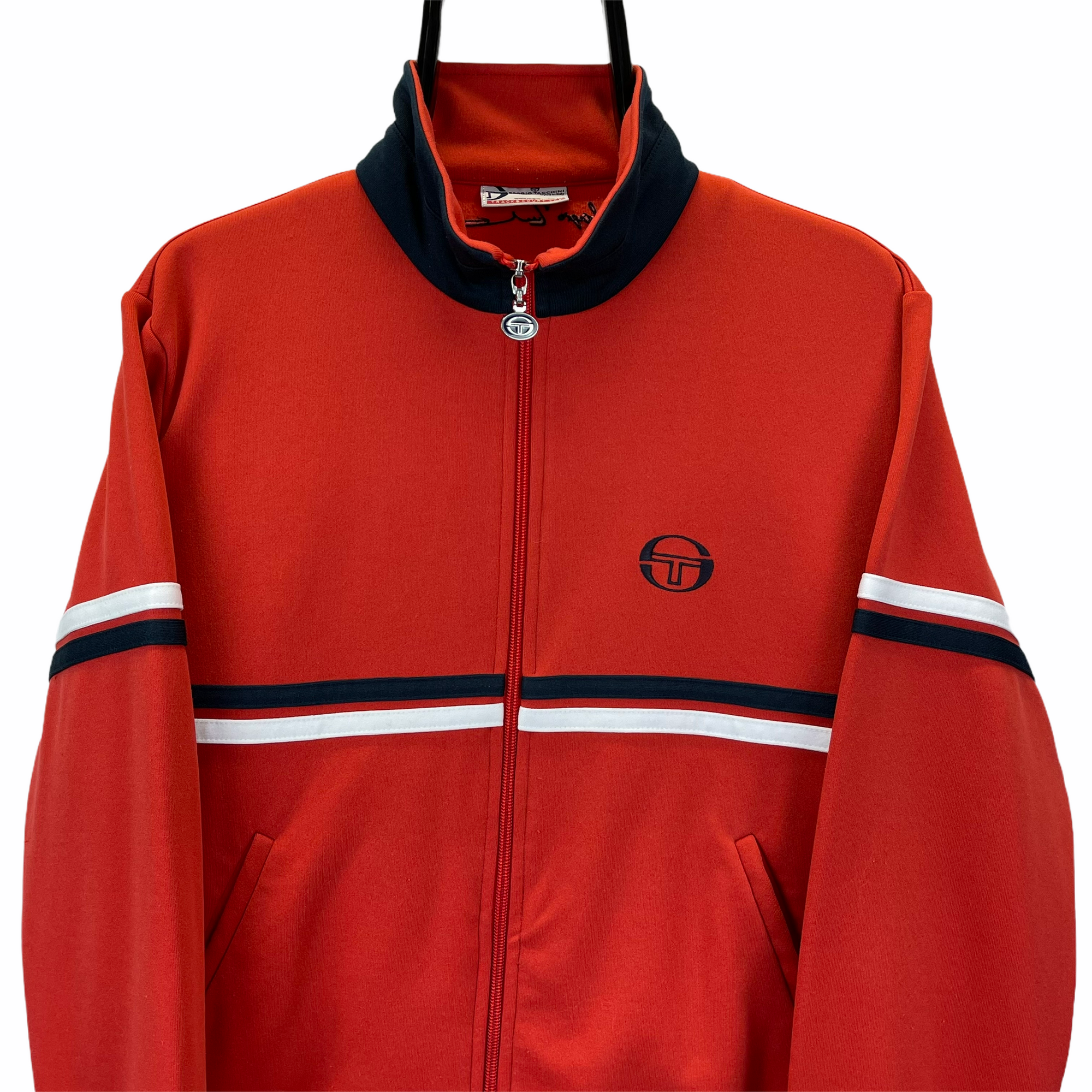 VINTAGE SERGIO TACCHINI TRACK JACKET IN RED, WHITE & NAVY - MEN'S MEDIUM/WOMEN'S LARGE