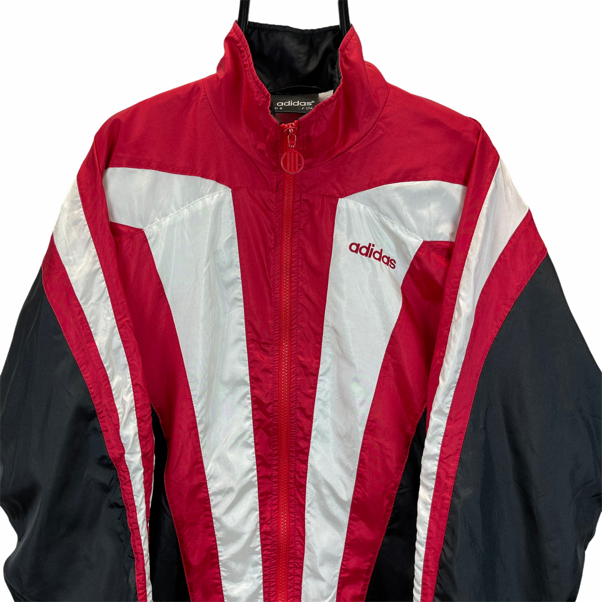Vintage 80s Adidas Track Jacket in Red, White & Black - Men's Medium/Women's Large