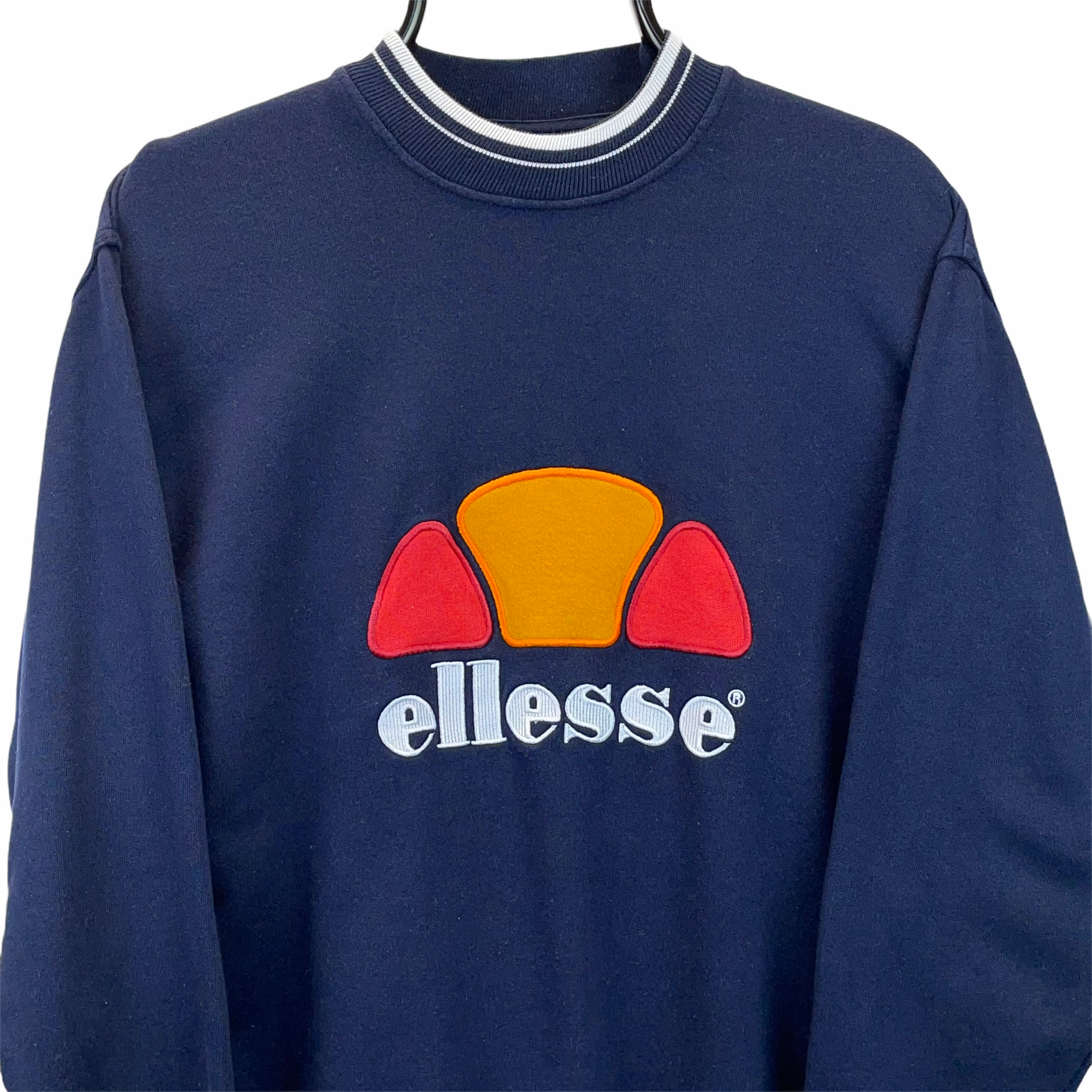 Vintage Ellesse Spellout Sweatshirt in Navy - Men's Medium/Women's Large