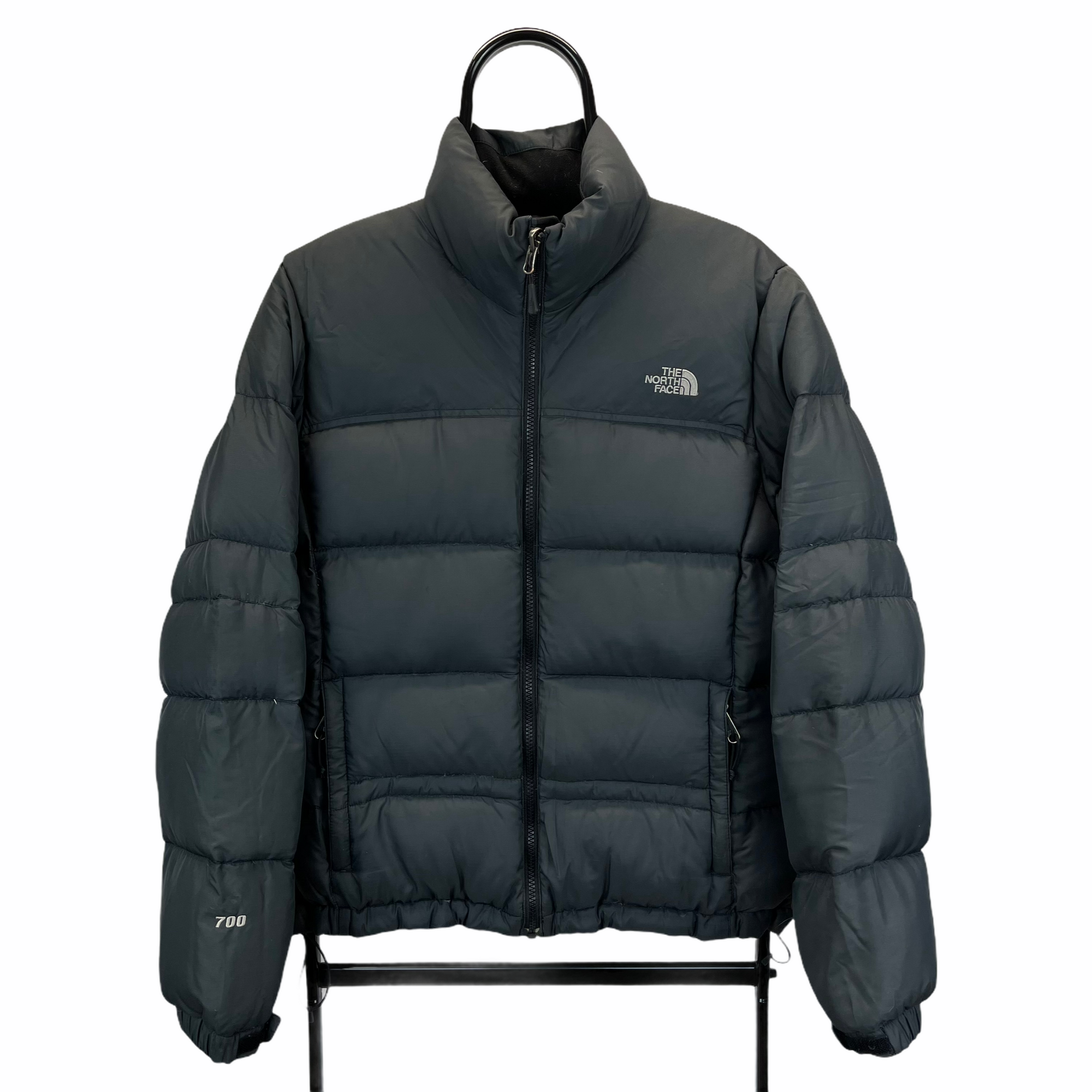 THE NORTH FACE NUPTSE 700 PUFFER JACKET IN BLACK/DARK GREY - MEN'S SMALL/WOMEN'S LARGE