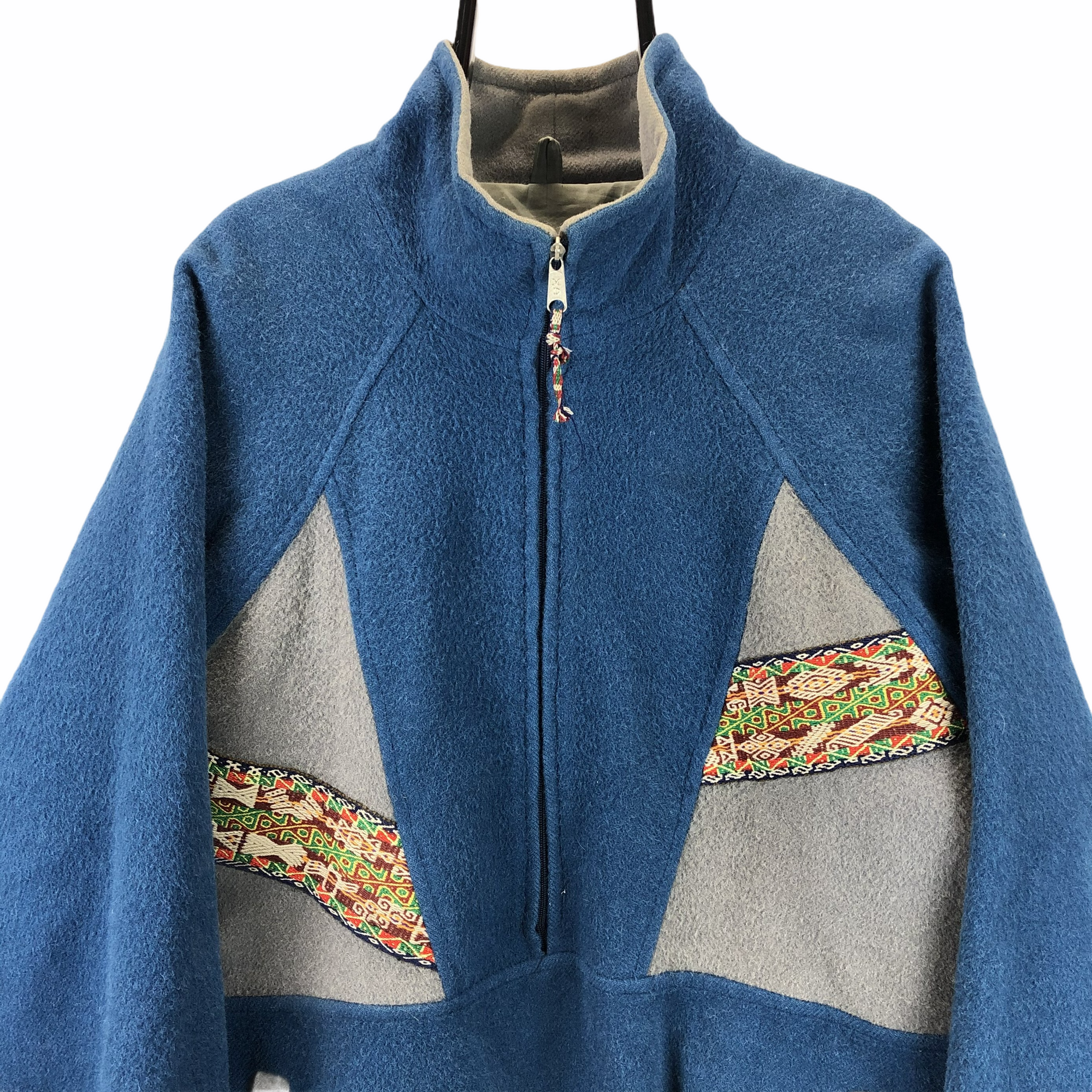 Vintage Lined Half Zip Fleece in Blue/Grey - Men's XL/Women's XXL