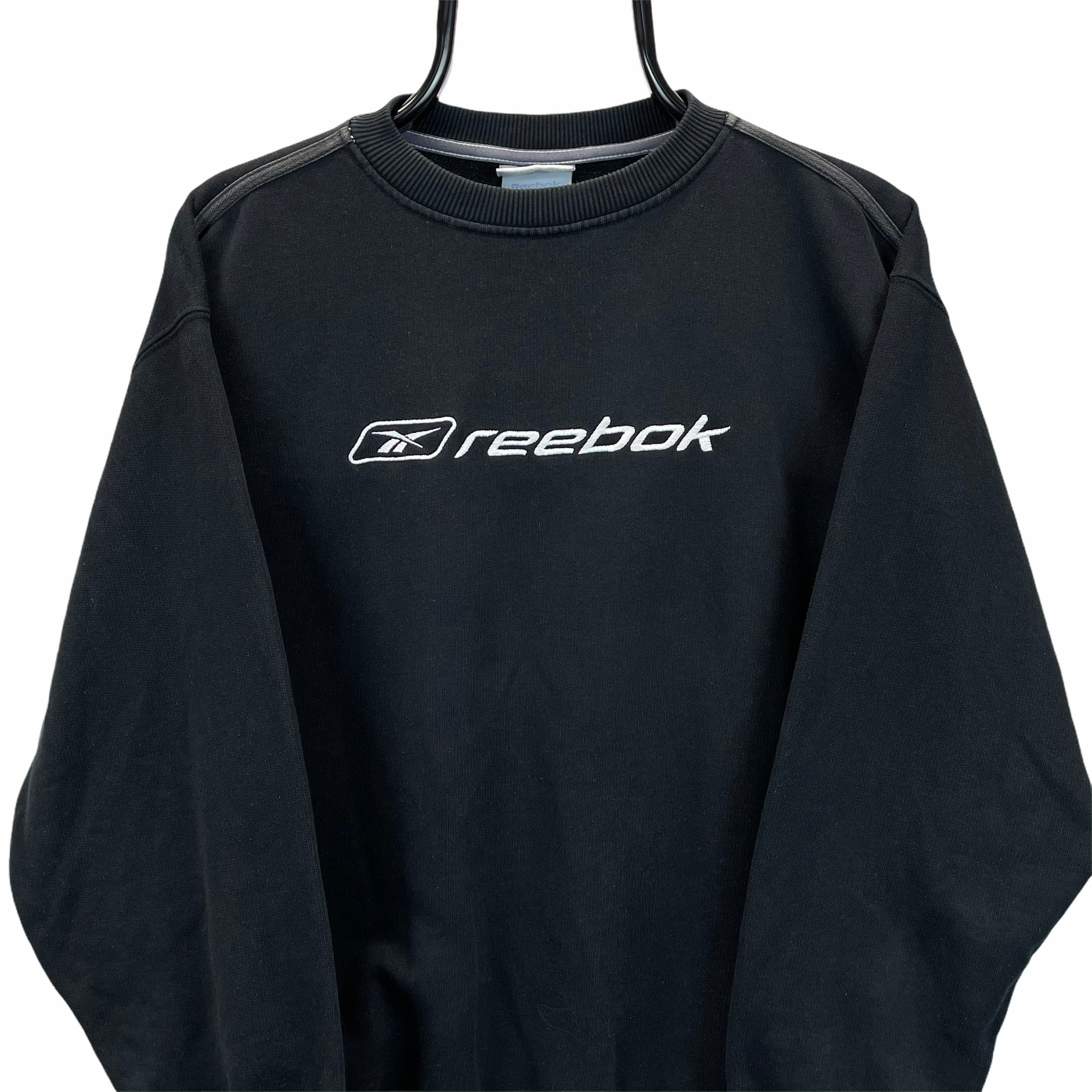 Vintage Reebok Spellout Sweatshirt in Black & White - Men's Medium/Women's Large