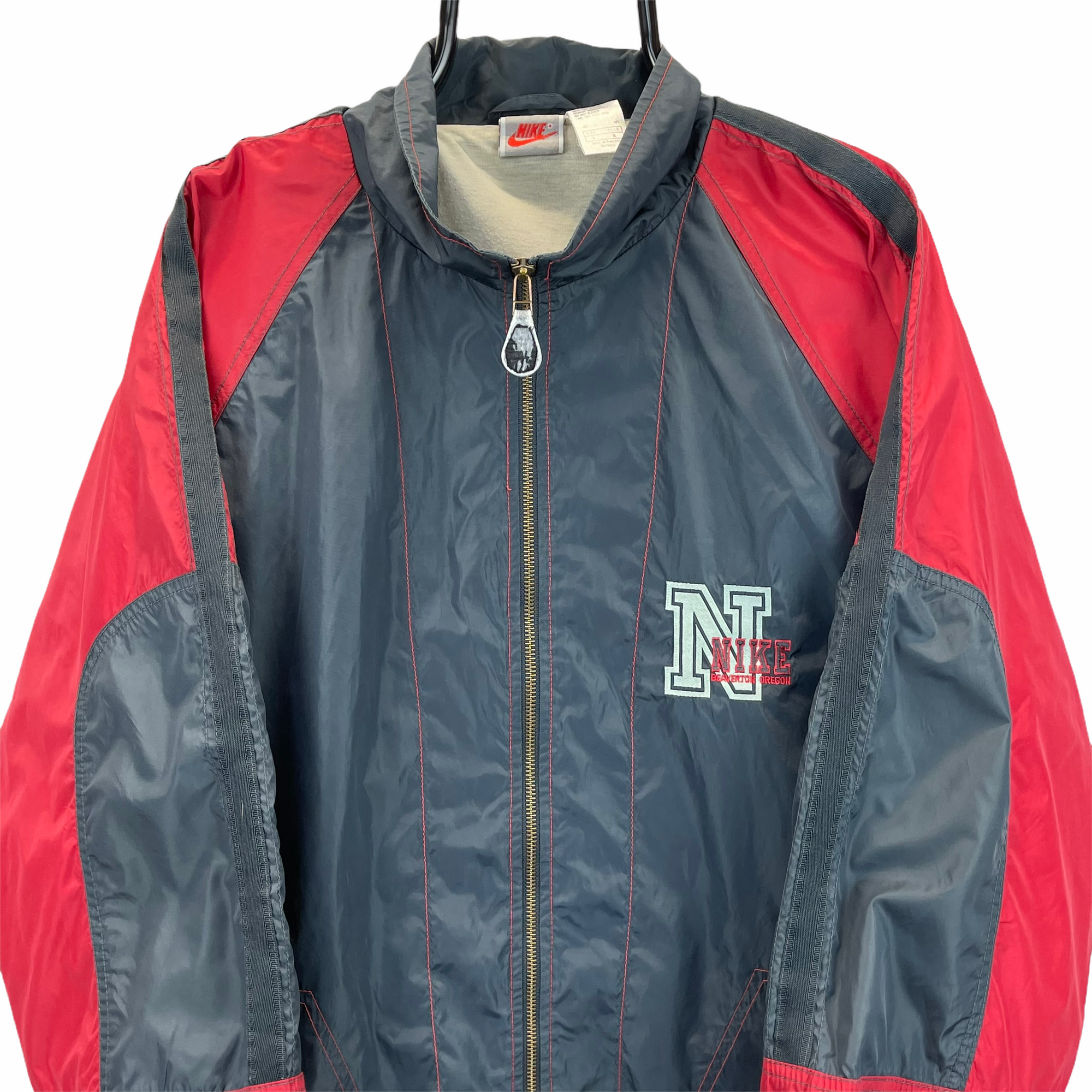 Vintage 80s Nike Track Jacket in Red & Dark Grey - Men's XL/Women's XXL