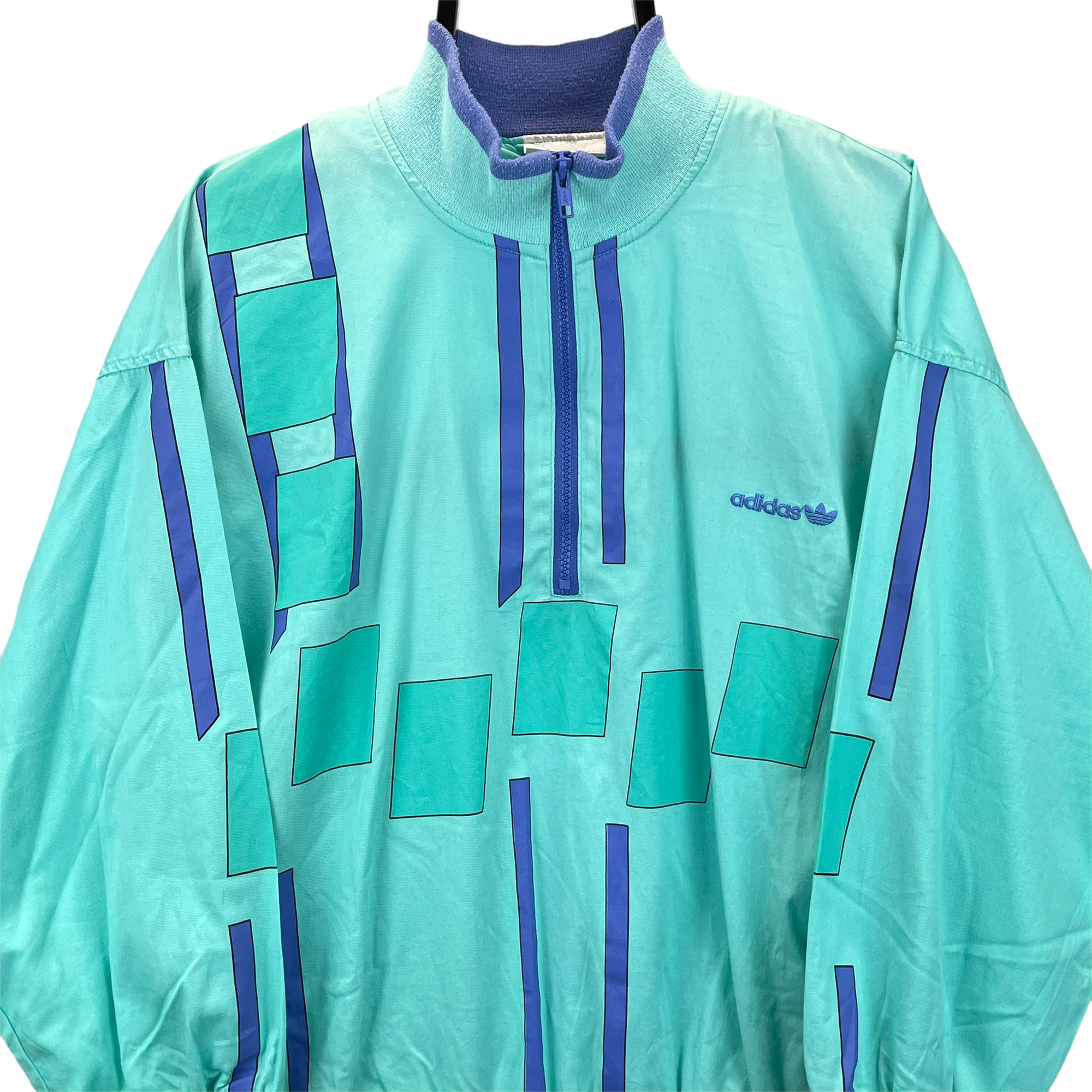 Vintage 90s Adidas 1/4 Zip Track Jacket in Mint & Purple - Men's Medium/Women's Large