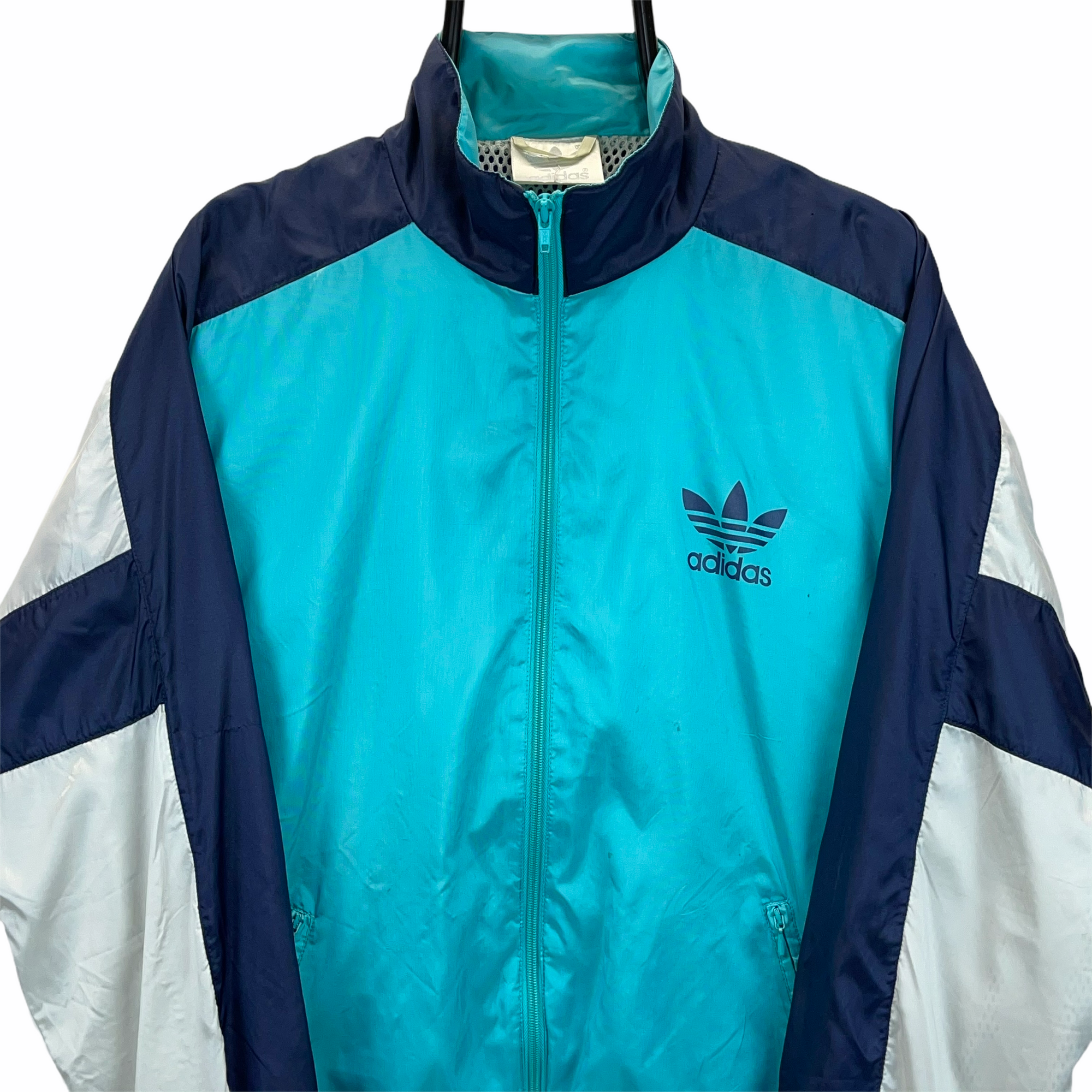 Vintage 90s Adidas Track Jacket in Turquoise, Navy & Silver - Men's Medium/Women's Large