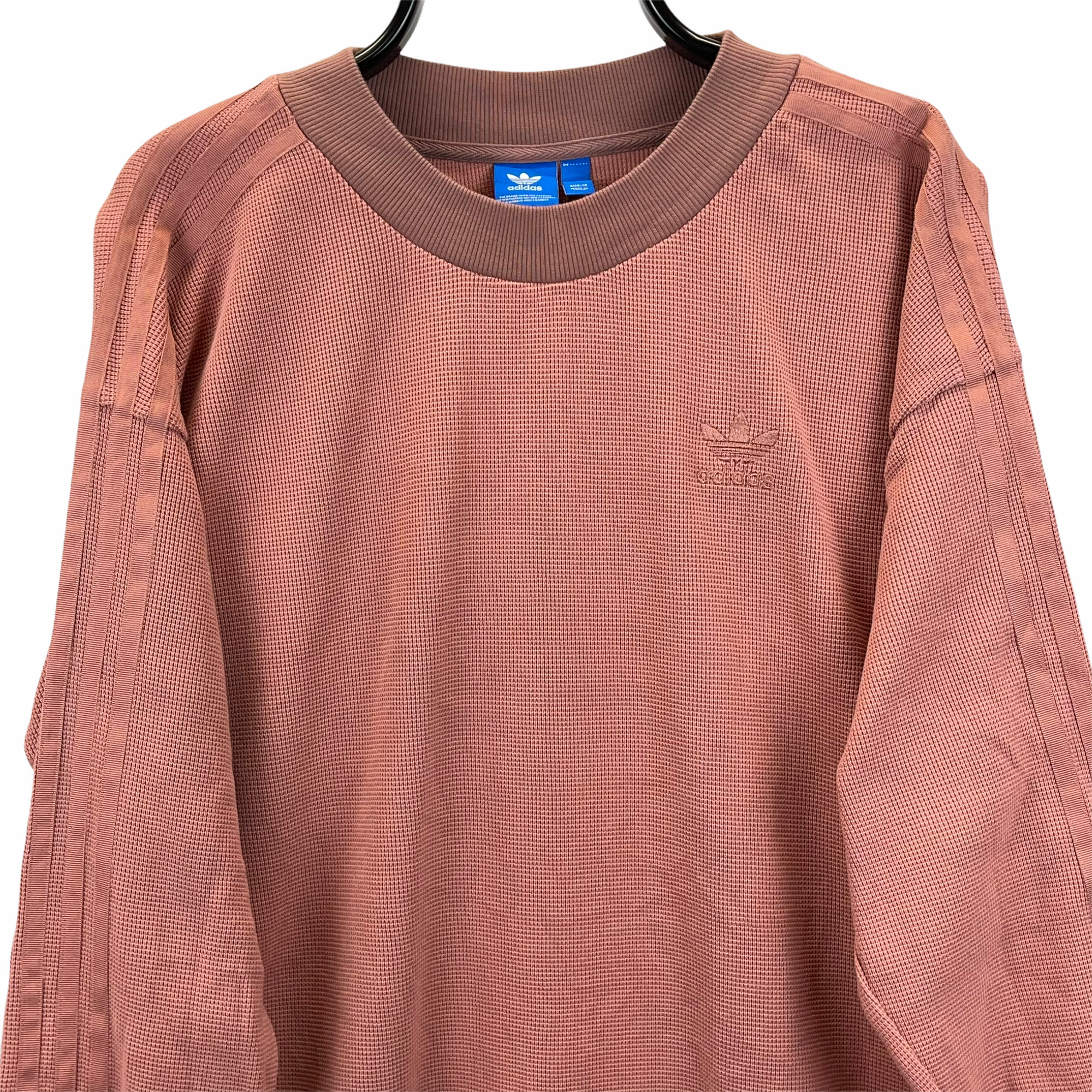 Adidas Embroidered Small Logo Sweatshirt in Deep Peach/Brown - Men's Medium/Women's Large