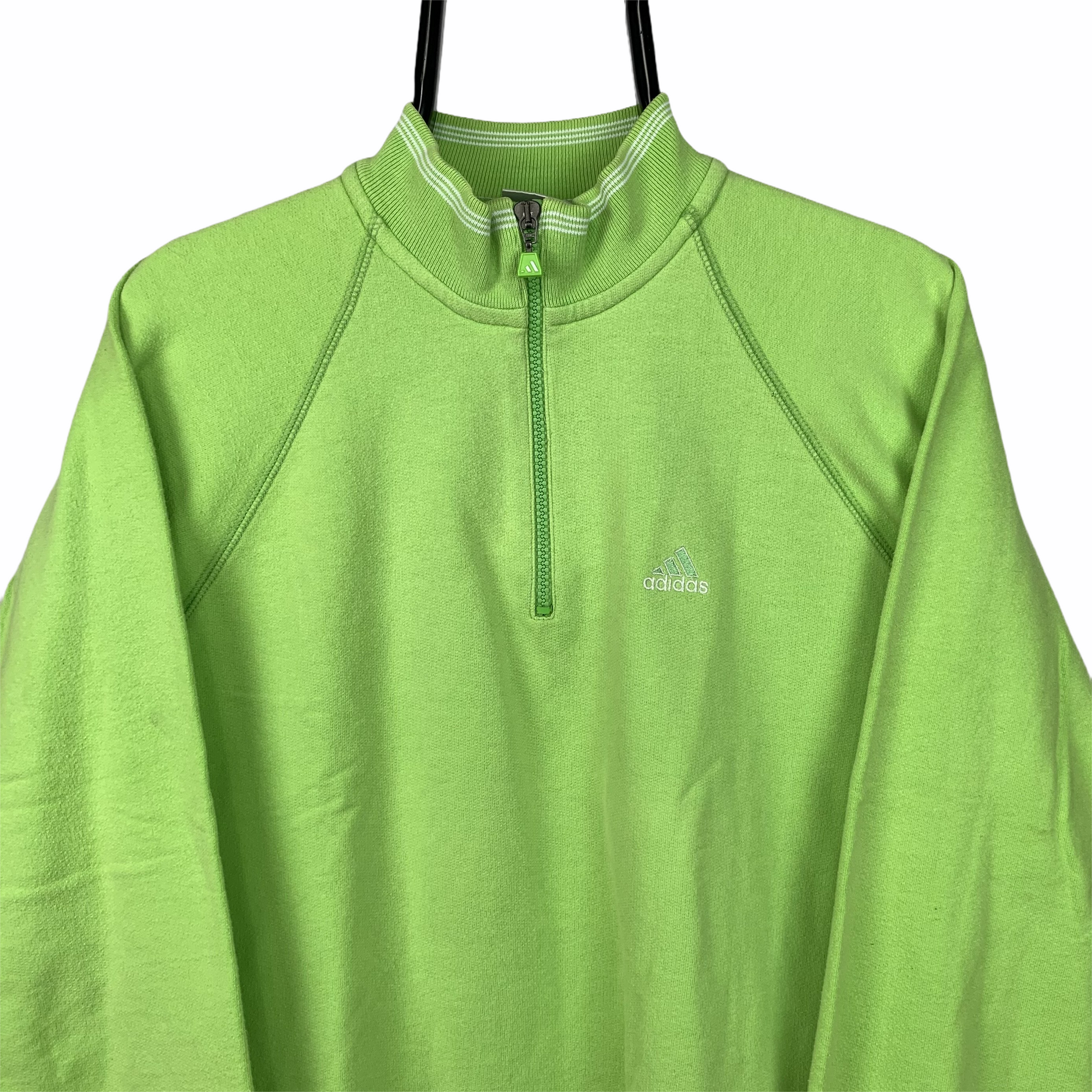 Vintage Adidas 1/4 Zip Sweatshirt in Lime Green - Men's Small/Women's Medium