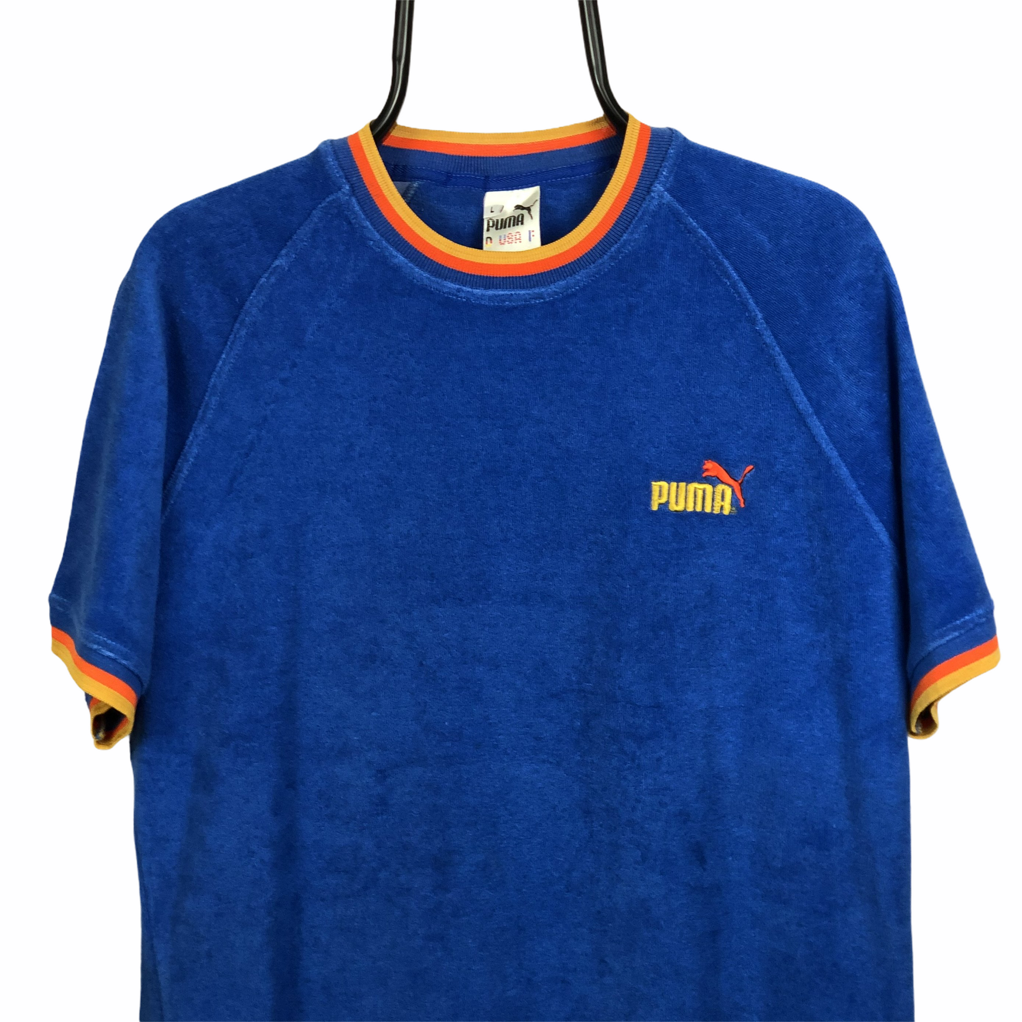 Vintage Puma Embroidered Small Spellout Terry Towelling Tee - Men's Medium/Women's Large