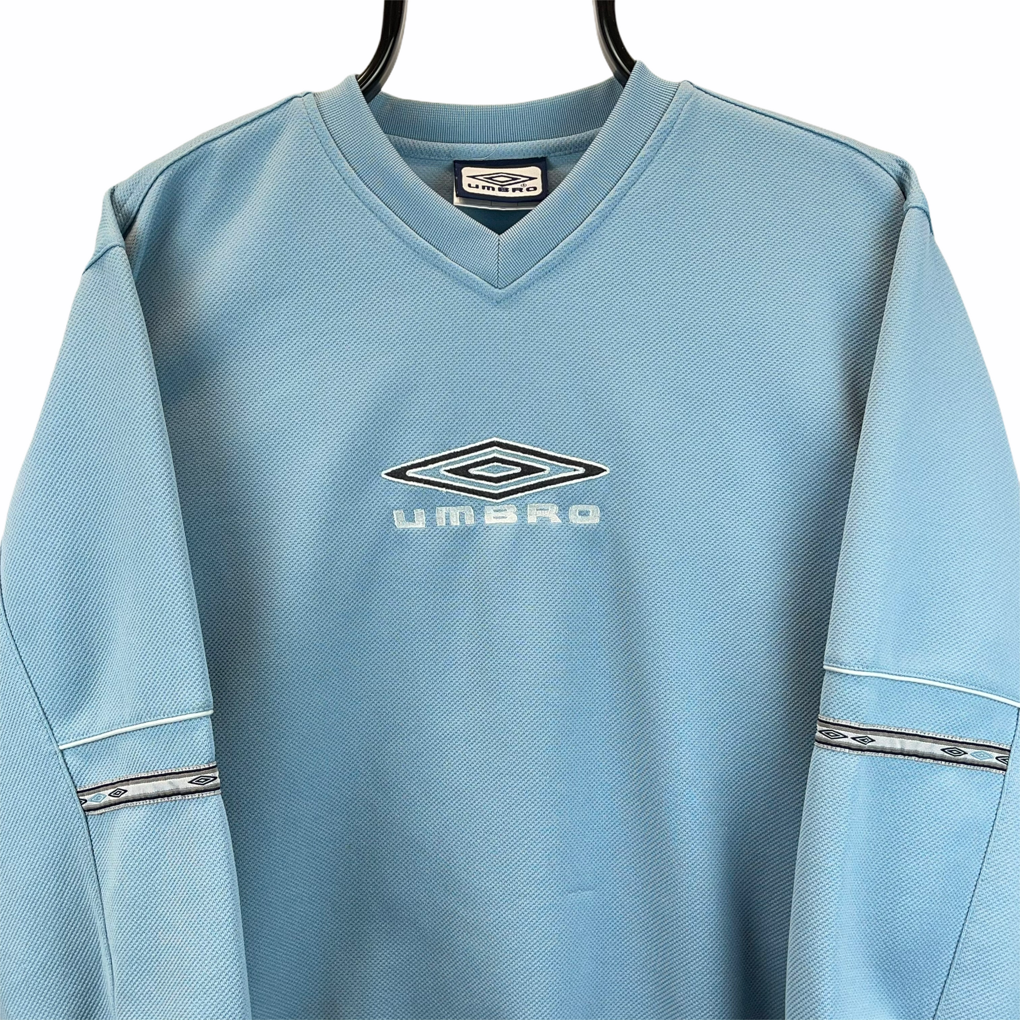 Vintage Umbro Spellout Sweatshirt in Baby Blue - Men's Small/Women's Medium