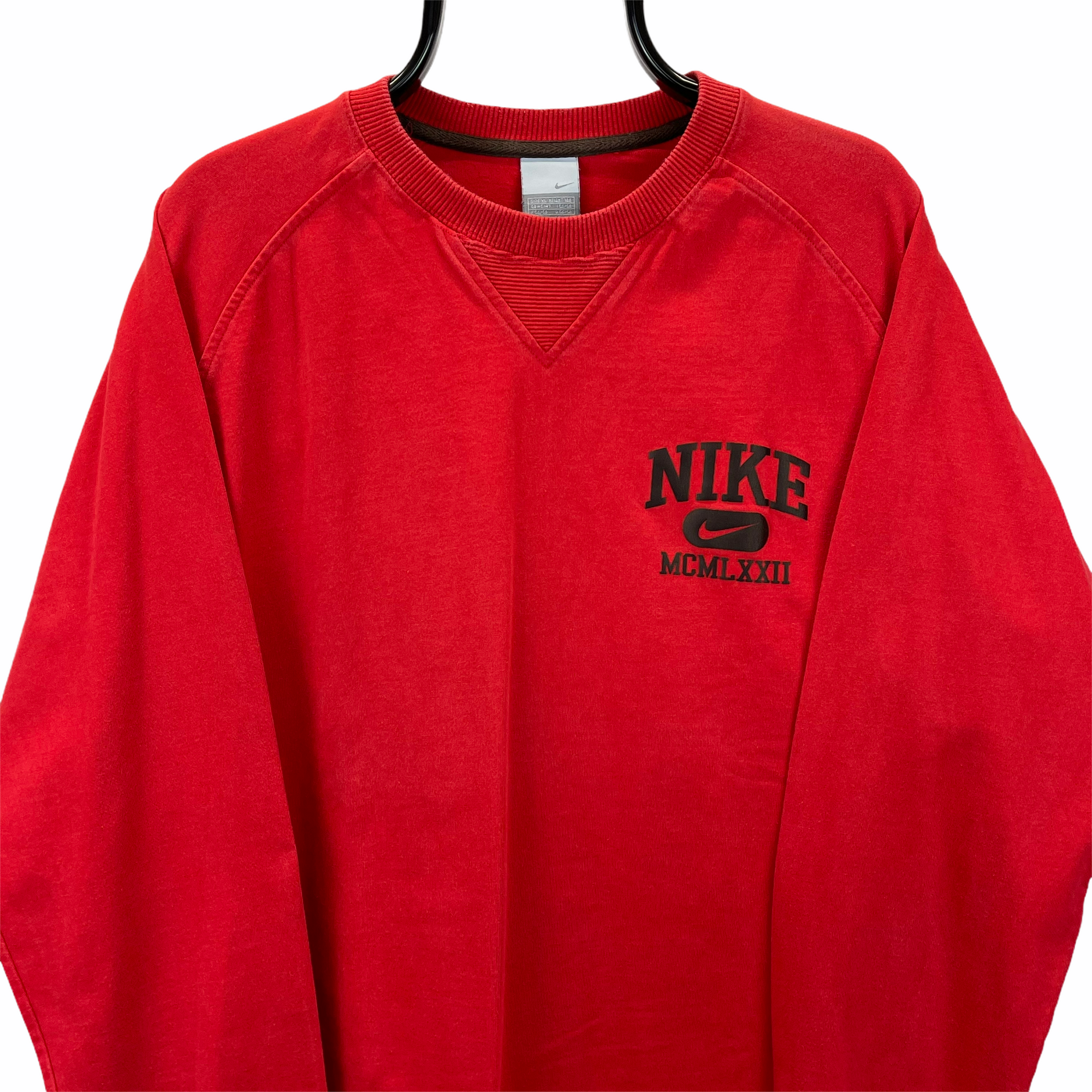 Vintage Nike Small Spellout Sweatshirt in Red - Men's Large/Women's XL
