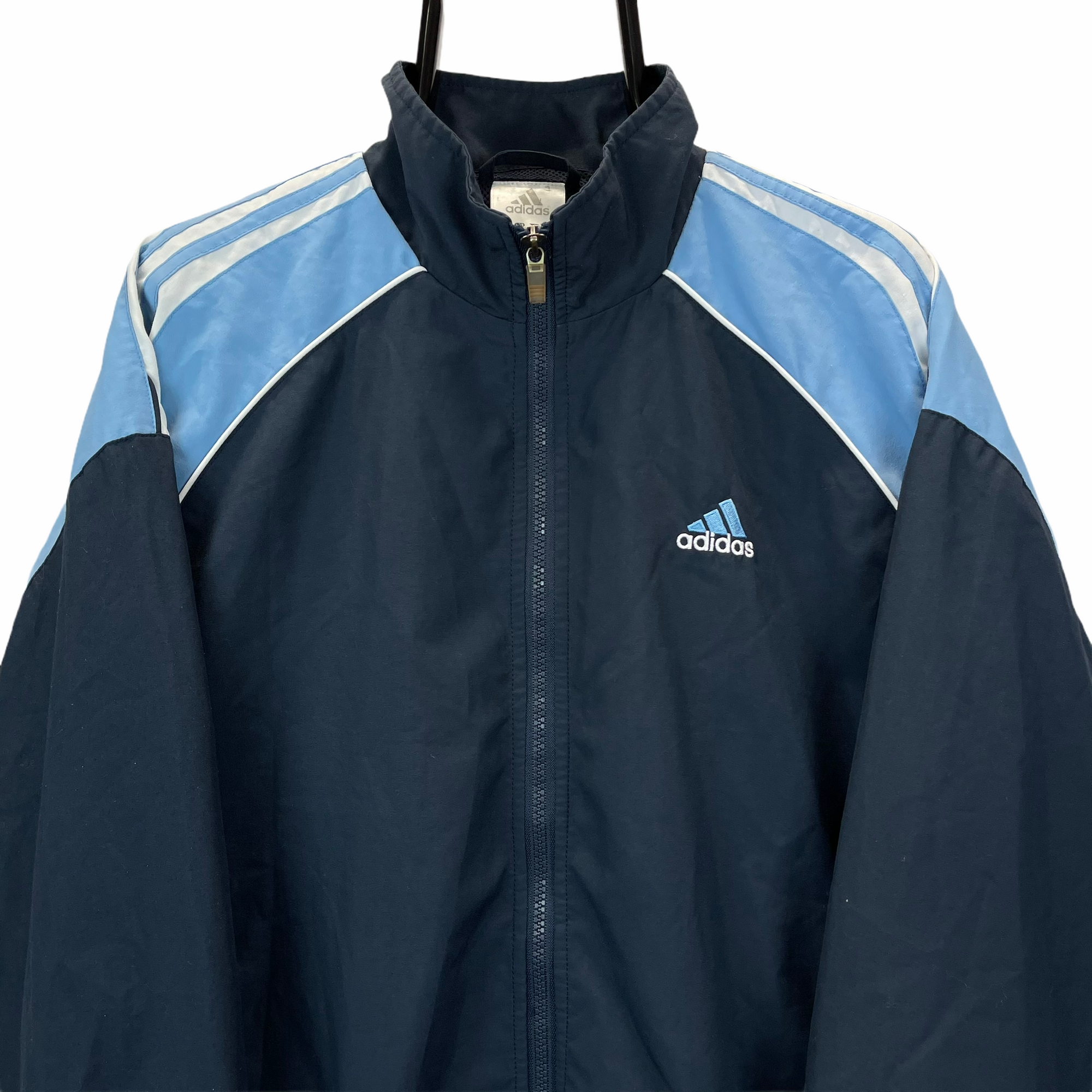 VINTAGE ADIDAS TRACK JACKET IN NAVY & BABY BLUE - MEN'S LARGE/WOMEN'S XL