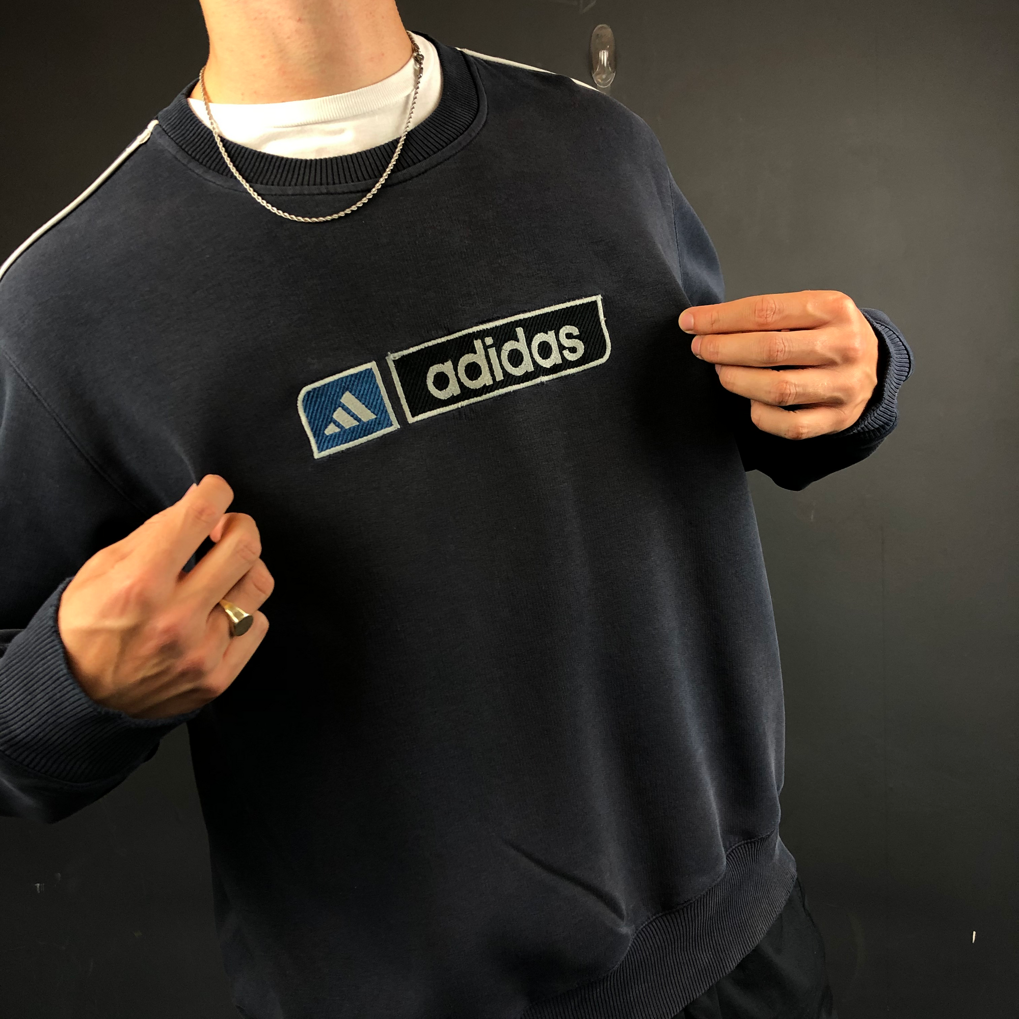 Vintage Adidas Spellout Sweatshirt with Embroidered Logo - Vintique Clothing
