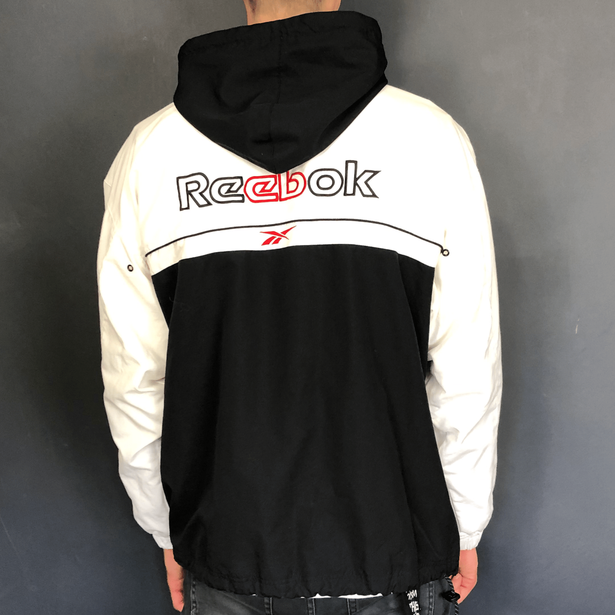 VINTAGE REEBOK JACKET WITH EMBROIDERED SPELLOUT - Large - Vintique Clothing