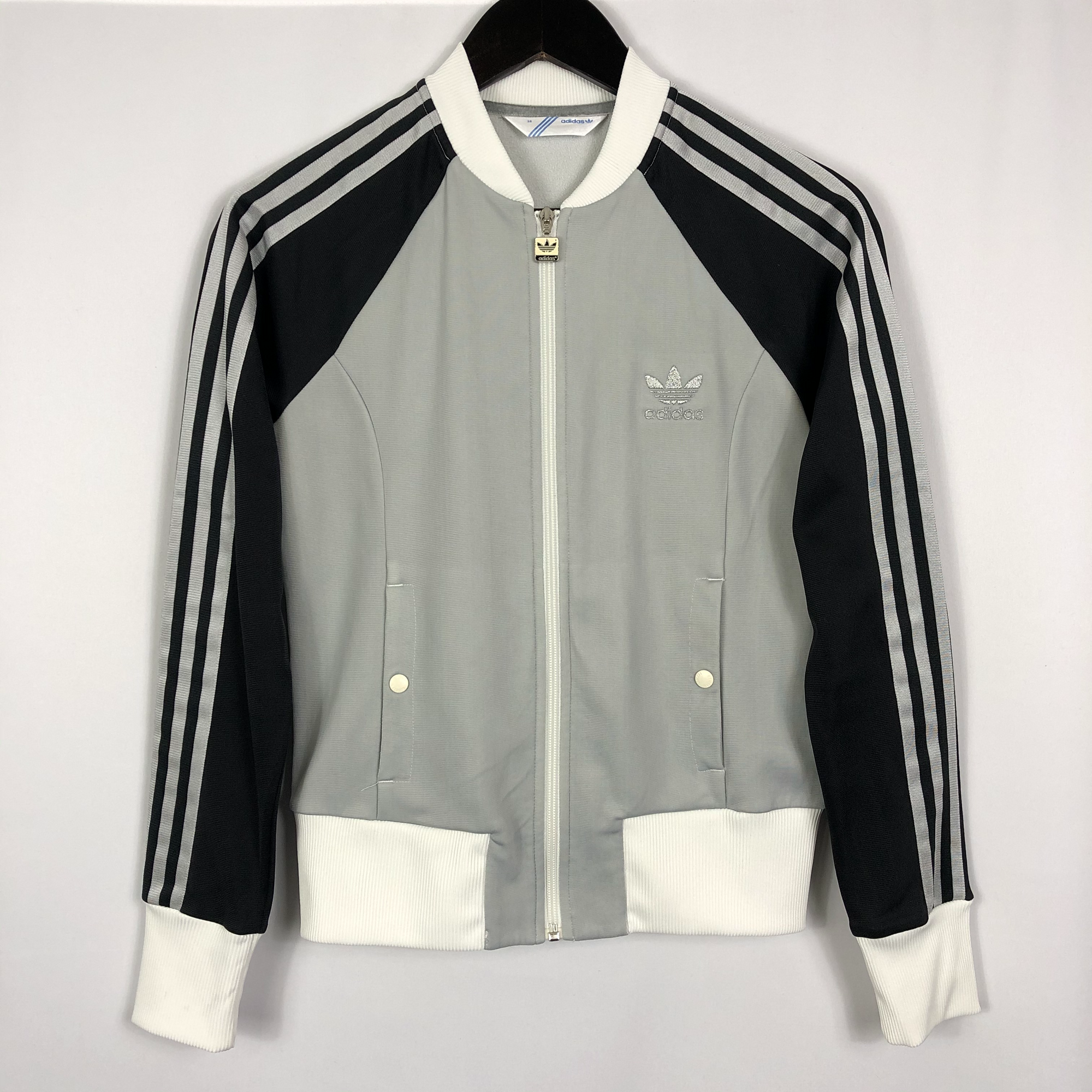 Vintage Adidas Track Jacket in Silver - Women's Small