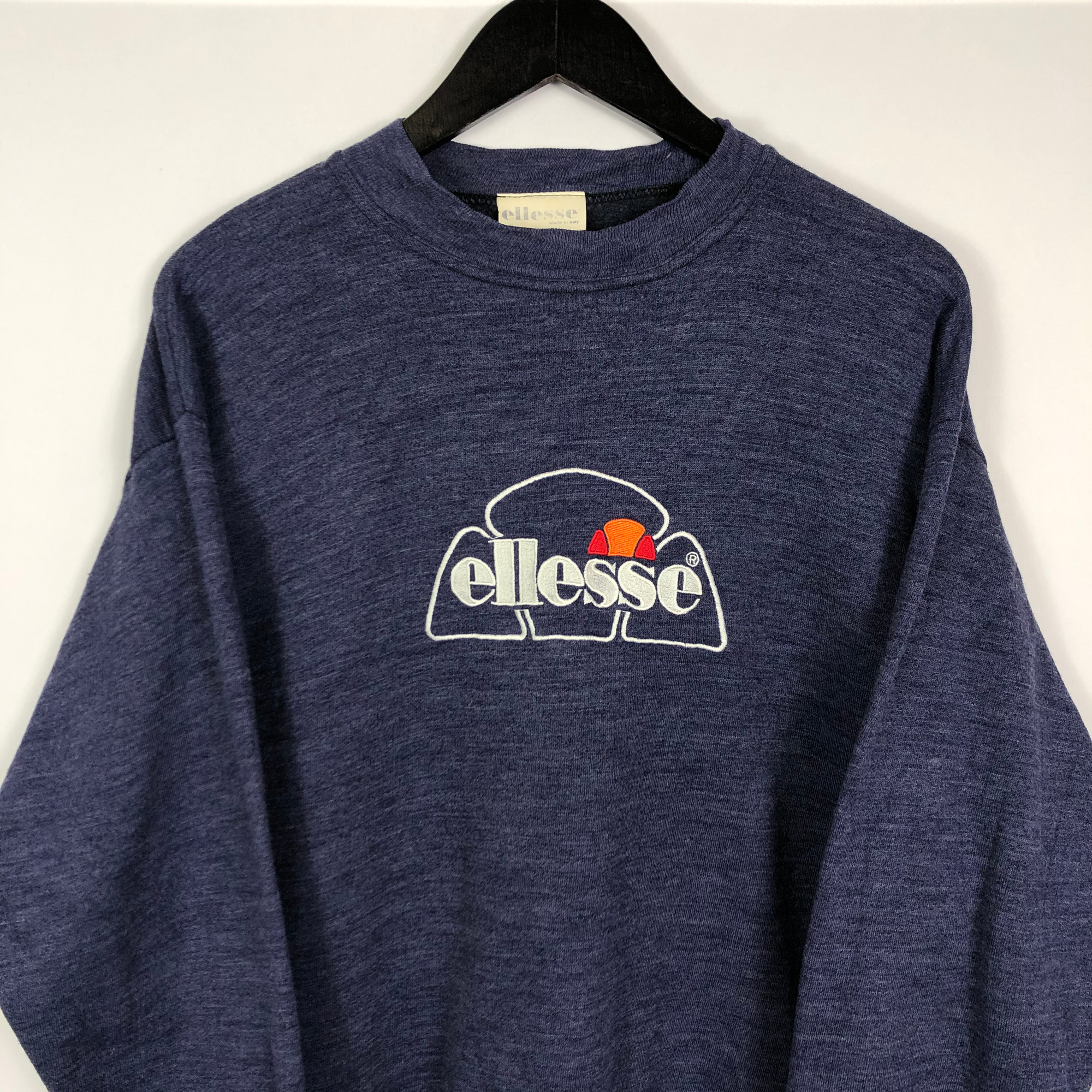 Vintage Ellesse Spellout Sweatshirt in Navy - Large