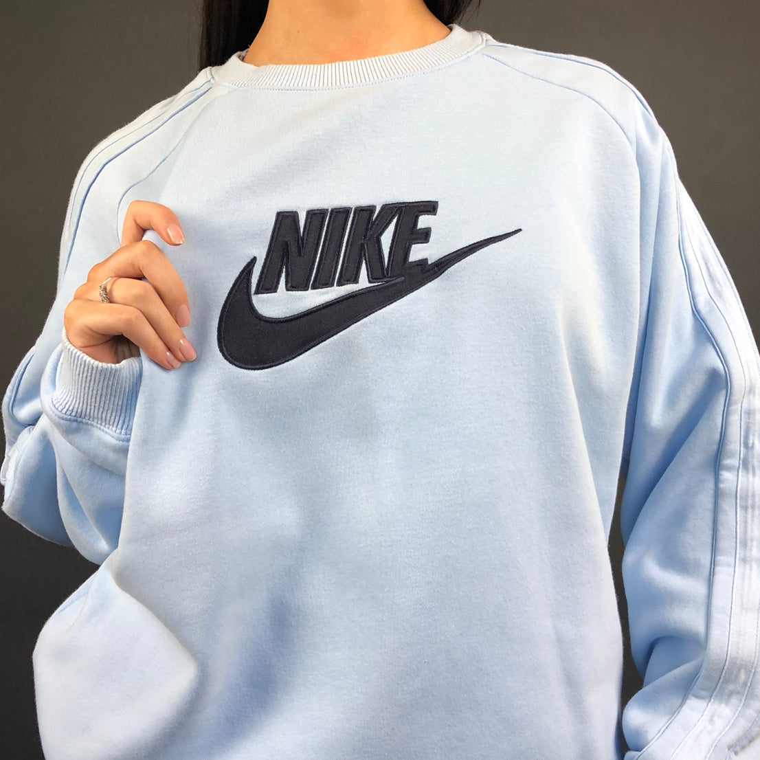 Vintage Nike Spellout Sweatshirt in Baby Blue