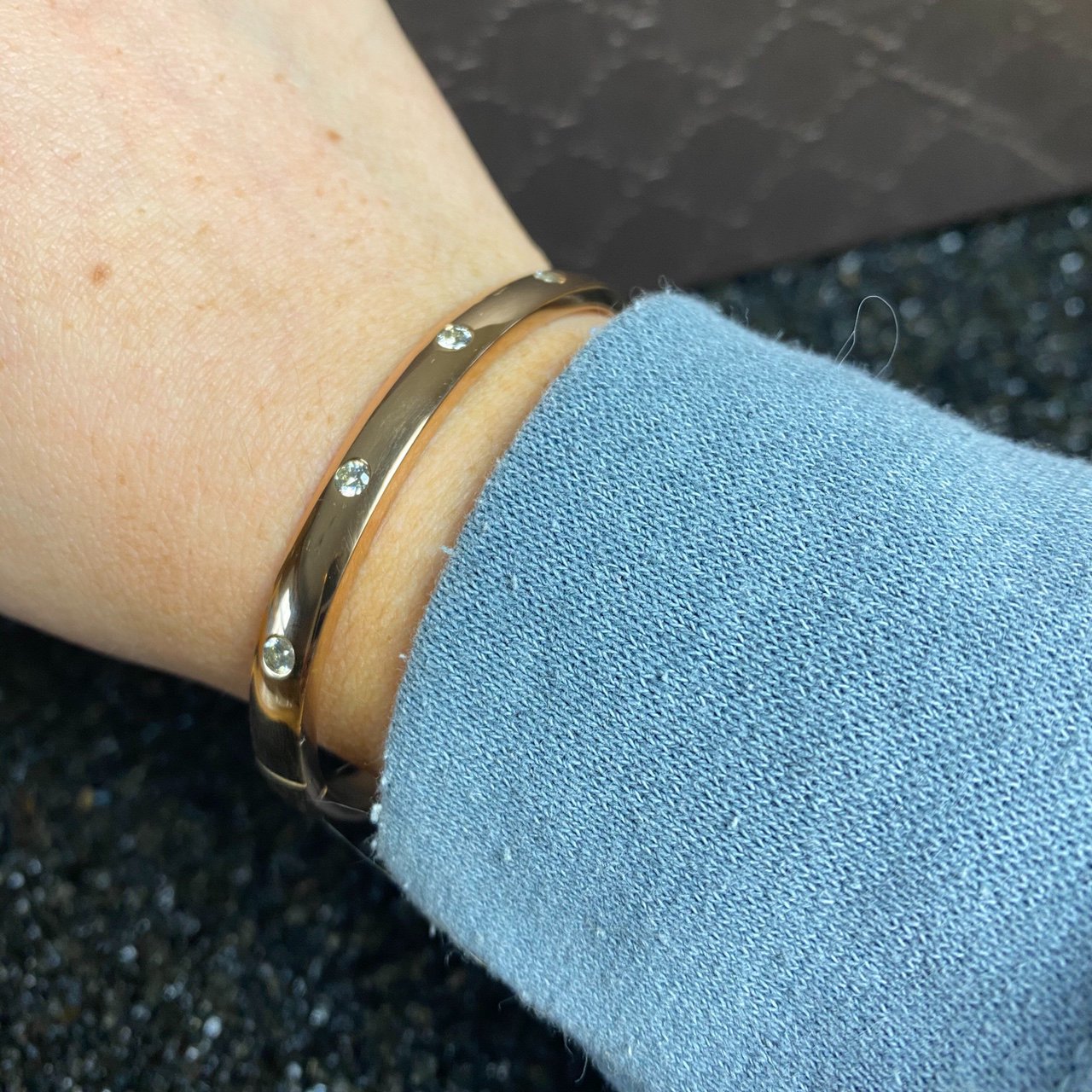 Women’s Classic Bevelled Rose Gold Diamond Bracelet - Vintique Clothing