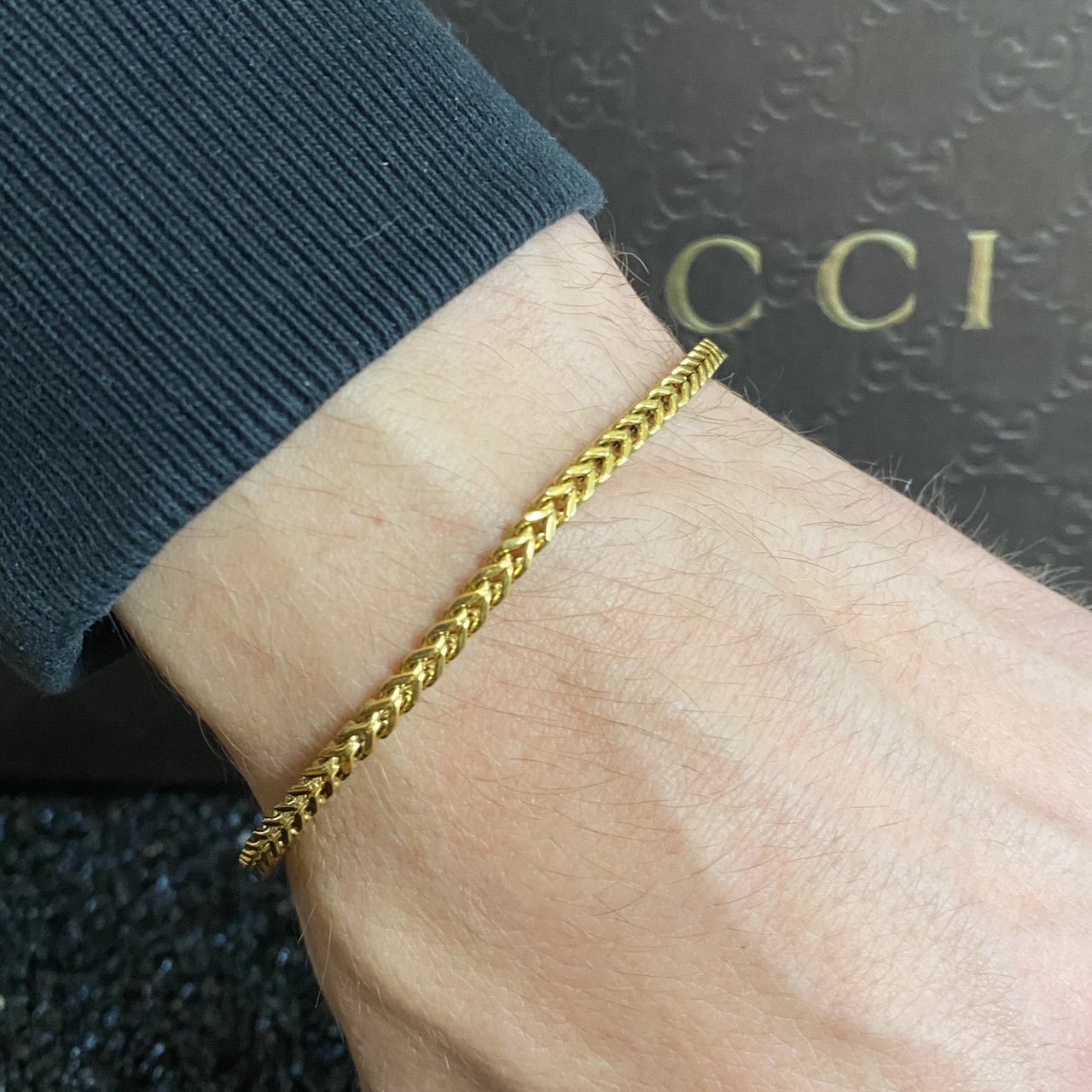 Gold Curb Box Link Bracelet - Vintique Clothing