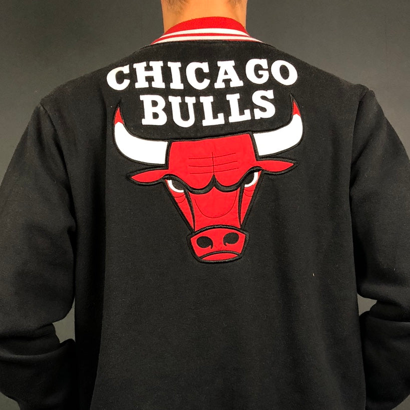 Vintage Adidas NBA Chicago Bulls Spellout Sweatshirt / Varsity Jacket - Large
