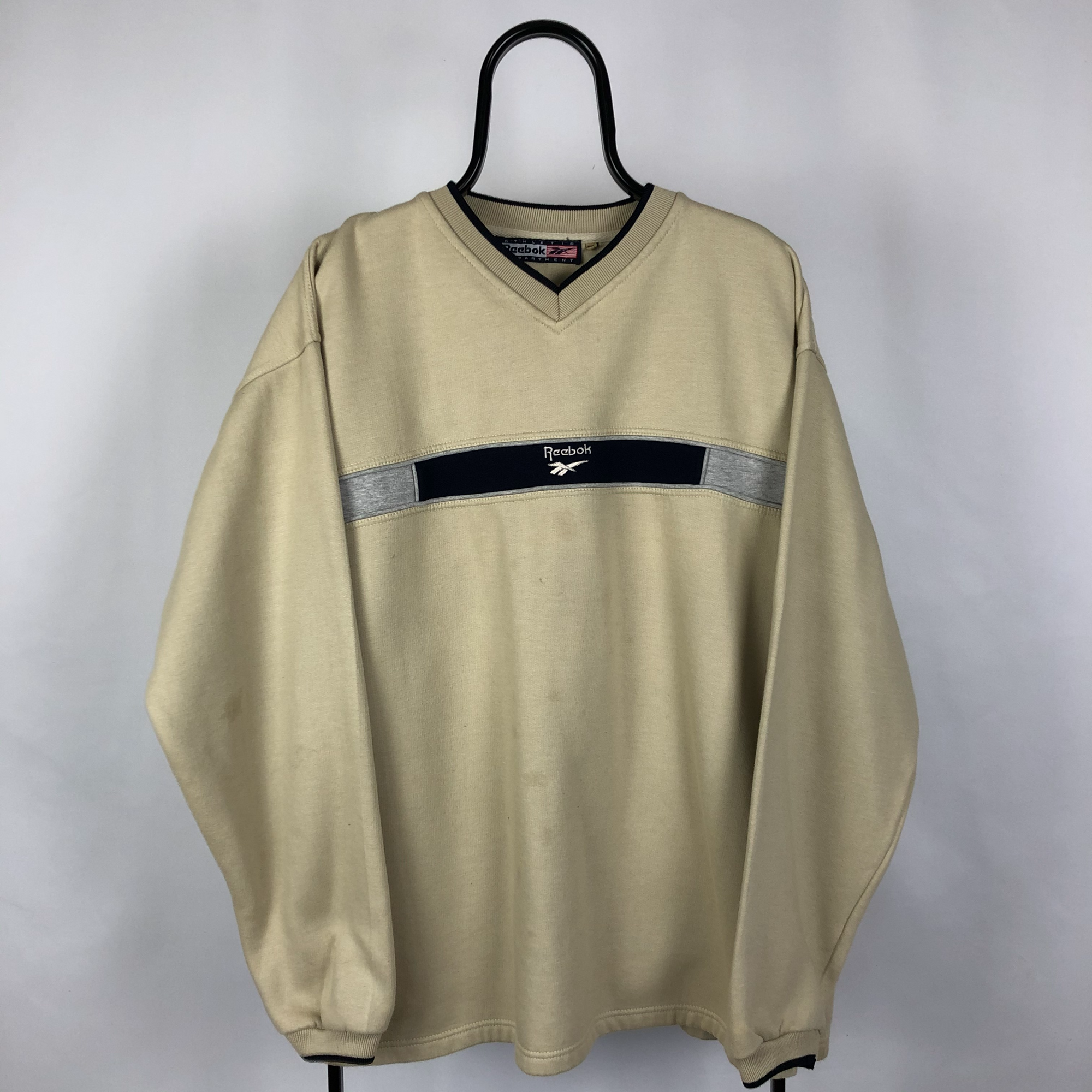 Vintage Reebok Sweatshirt in Beige - Men's XL/Women's XXL