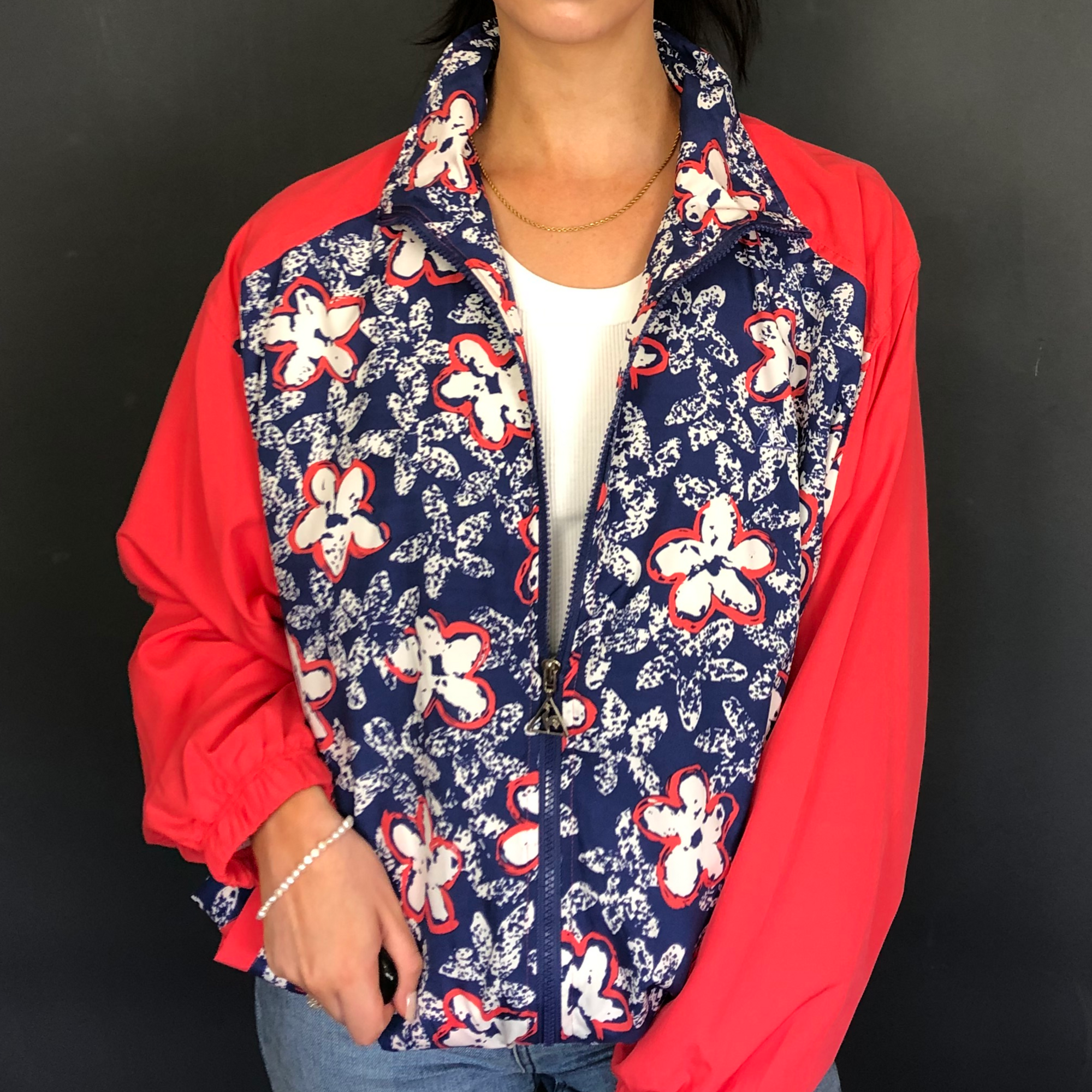 Vintage Le Coq Sportif Floral Print Track Jacket - Women's Large - Vintique Clothing