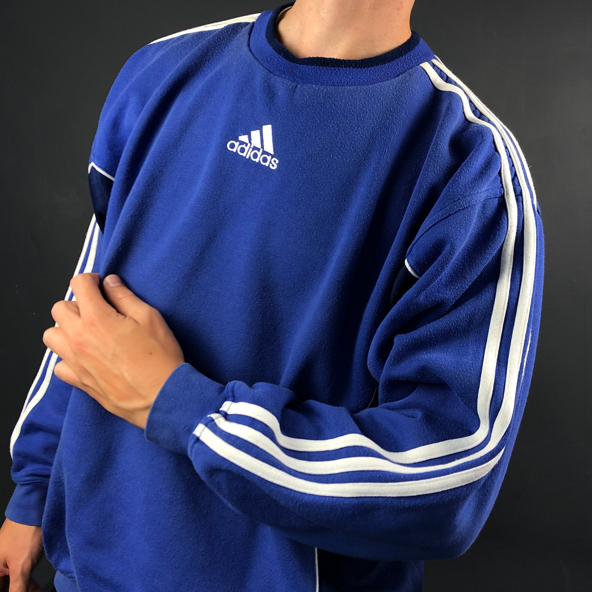 VINTAGE ADIDAS SPELLOUT SWEATSHIRT WITH EMBROIDERED LOGO - Vintique Clothing
