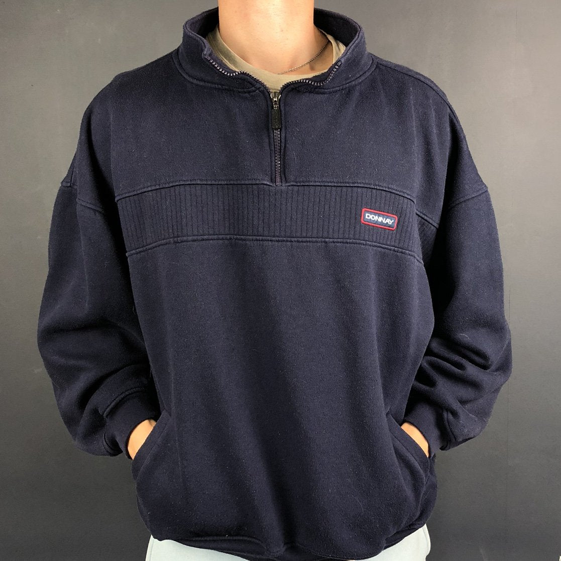 Vintage Donnay 1/4 Zip Sweatshirt in Navy - Vintique Clothing