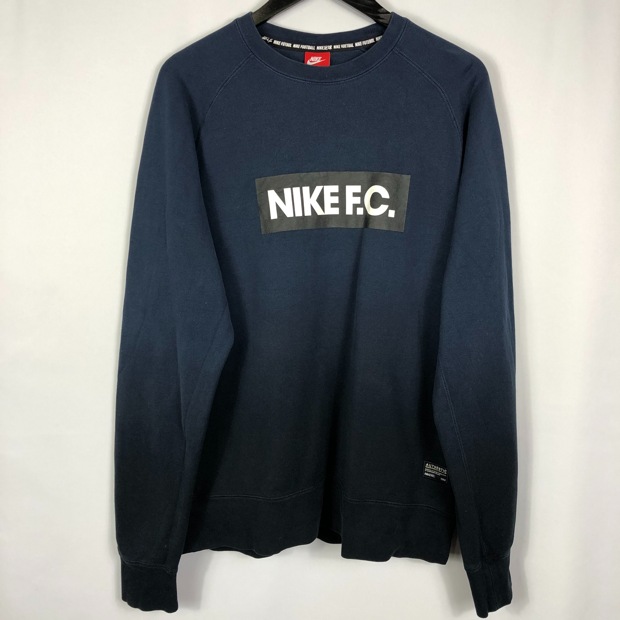 Nike F.C. Block Spellout Sweatshirt in Navy - Men's Large/Women's XL