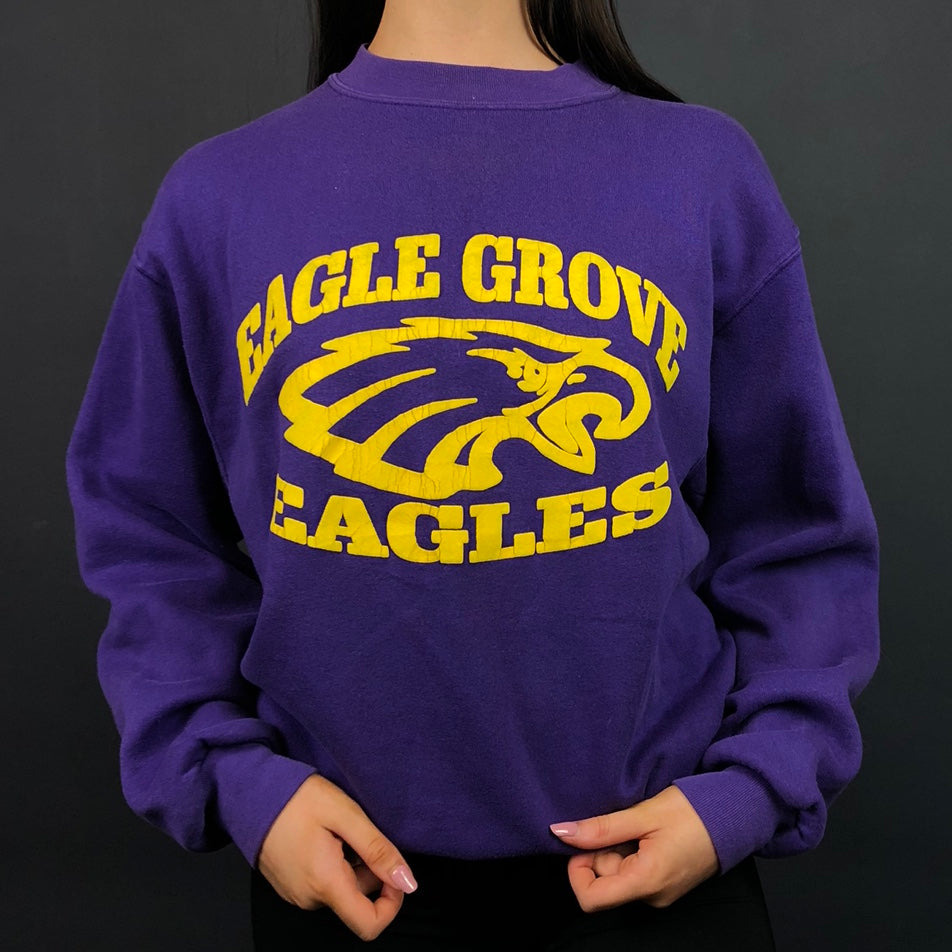 Vintage Eagle Grove Eagles Sweatshirt in Purple & Yellow - Women's Large / Men's Medium