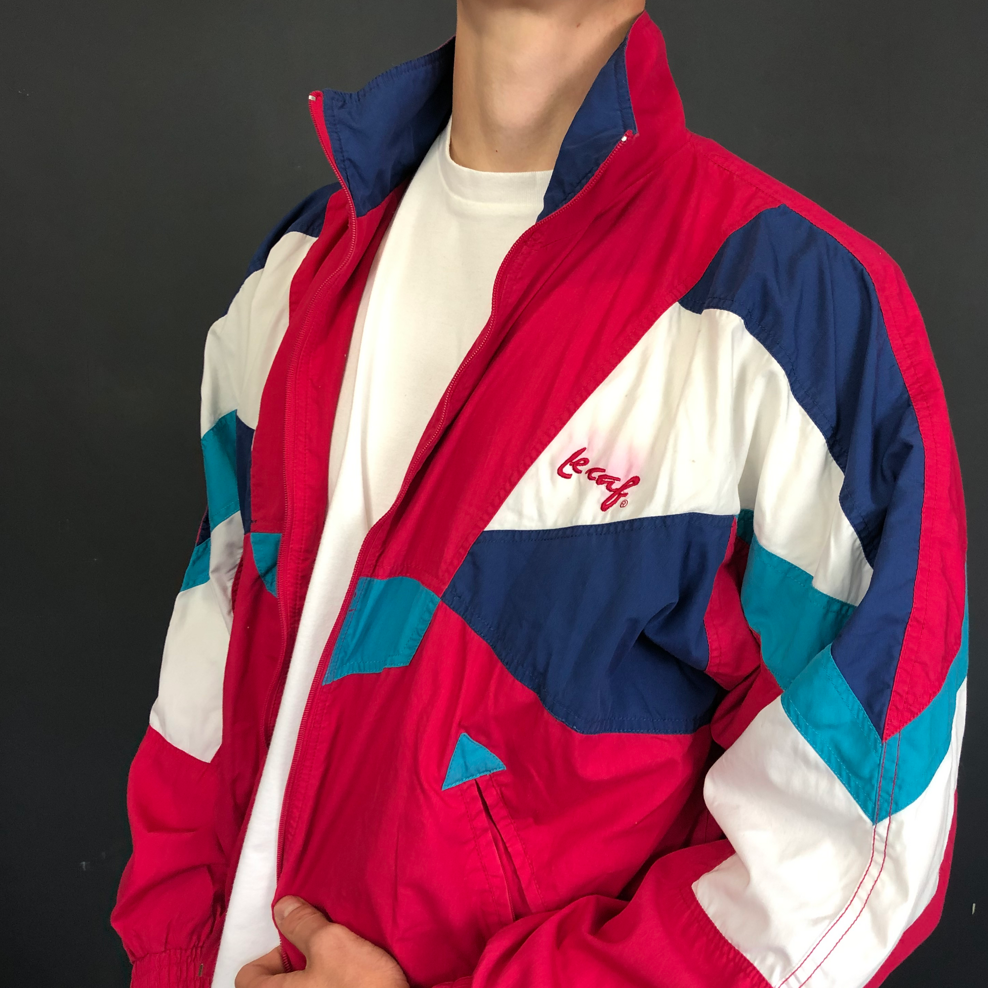 80S / 90S ' Le Caf ' VINTAGE TRACK JACKET / SHELL JACKET - Medium - Vintique Clothing