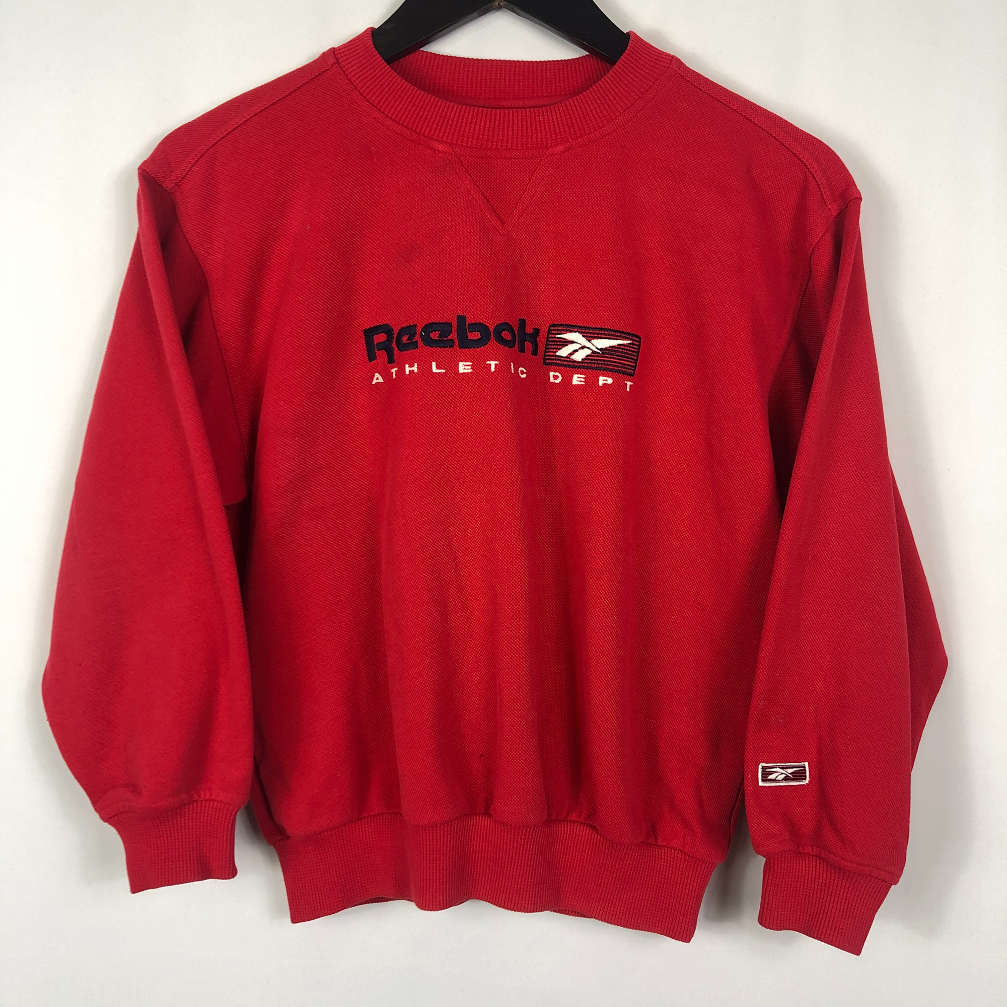 Vintage Reebok Spellout Sweatshirt in Red - Women's XS