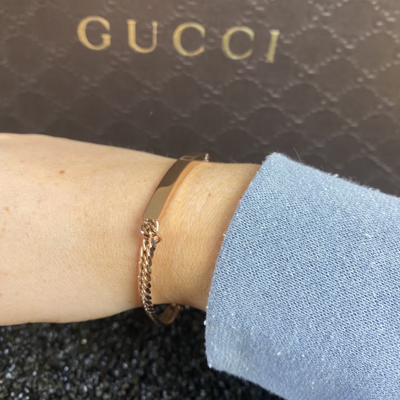 Women’s Rose Gold Curb Identity Bar Bracelet - Vintique Clothing