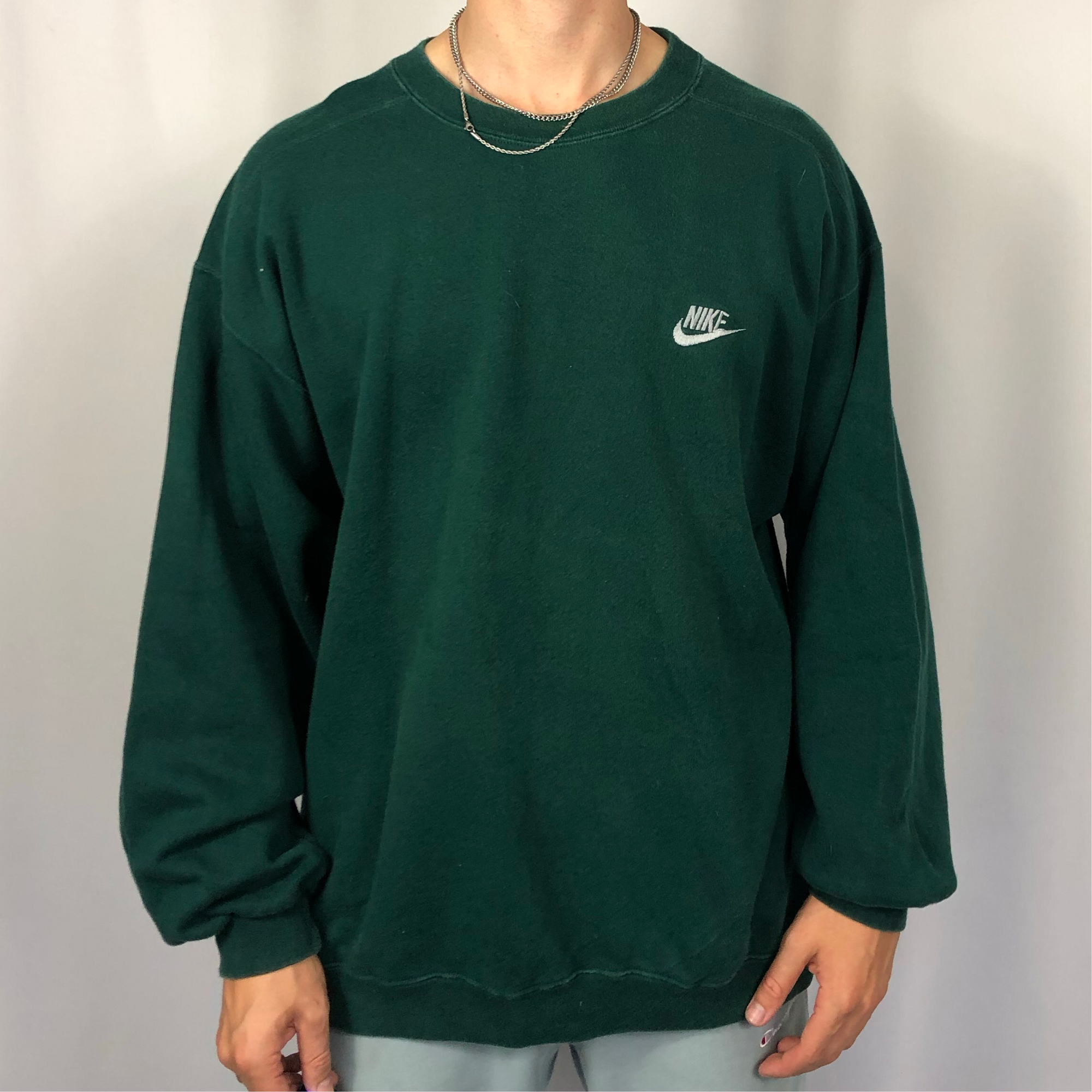 Vintage Nike Sweatshirt in Green - XL - Vintique Clothing