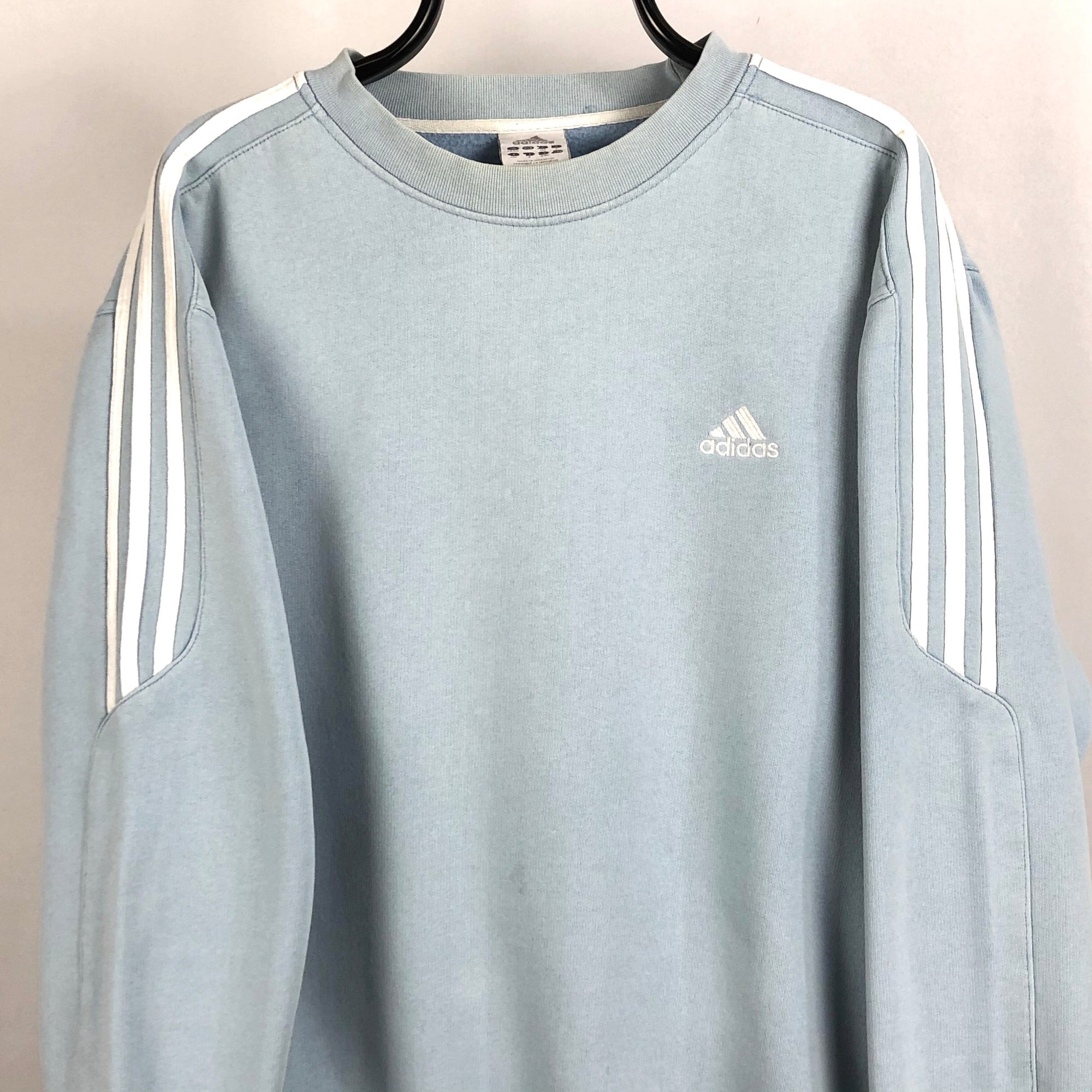 Vintage Adidas Embroidered Small Logo Sweatshirt in Baby Blue - Men’s Large/Women’s XL