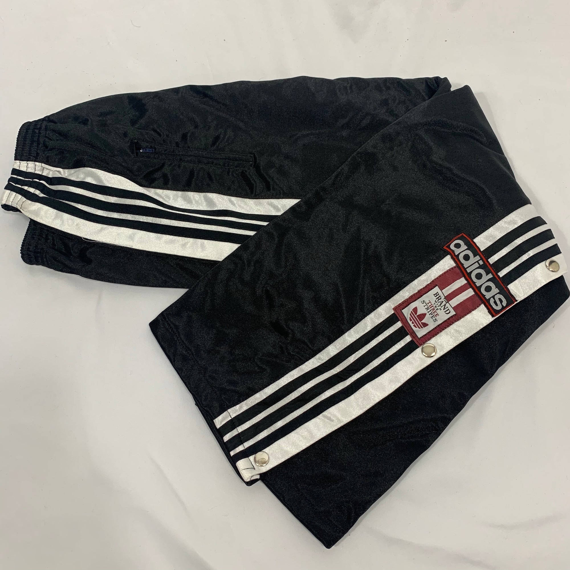 Vintage Adidas Popper Track Pants in Black - Small