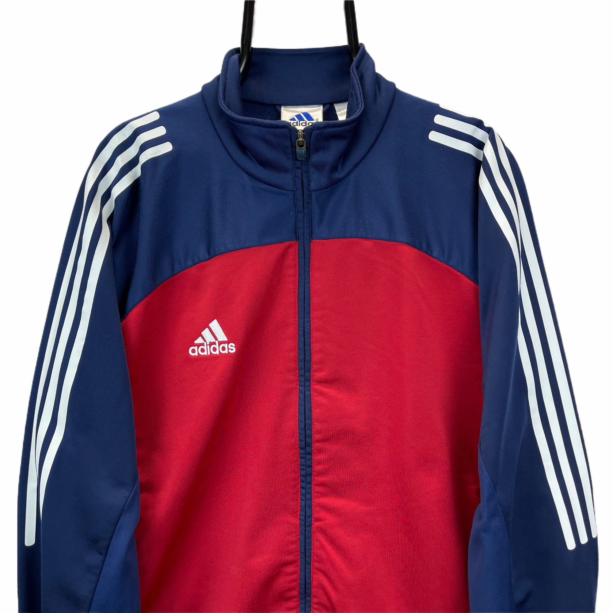 VINTAGE 90S ADIDAS TRACK JACKET IN NAVY & RED - MEN'S LARGE/WOMEN'S XL