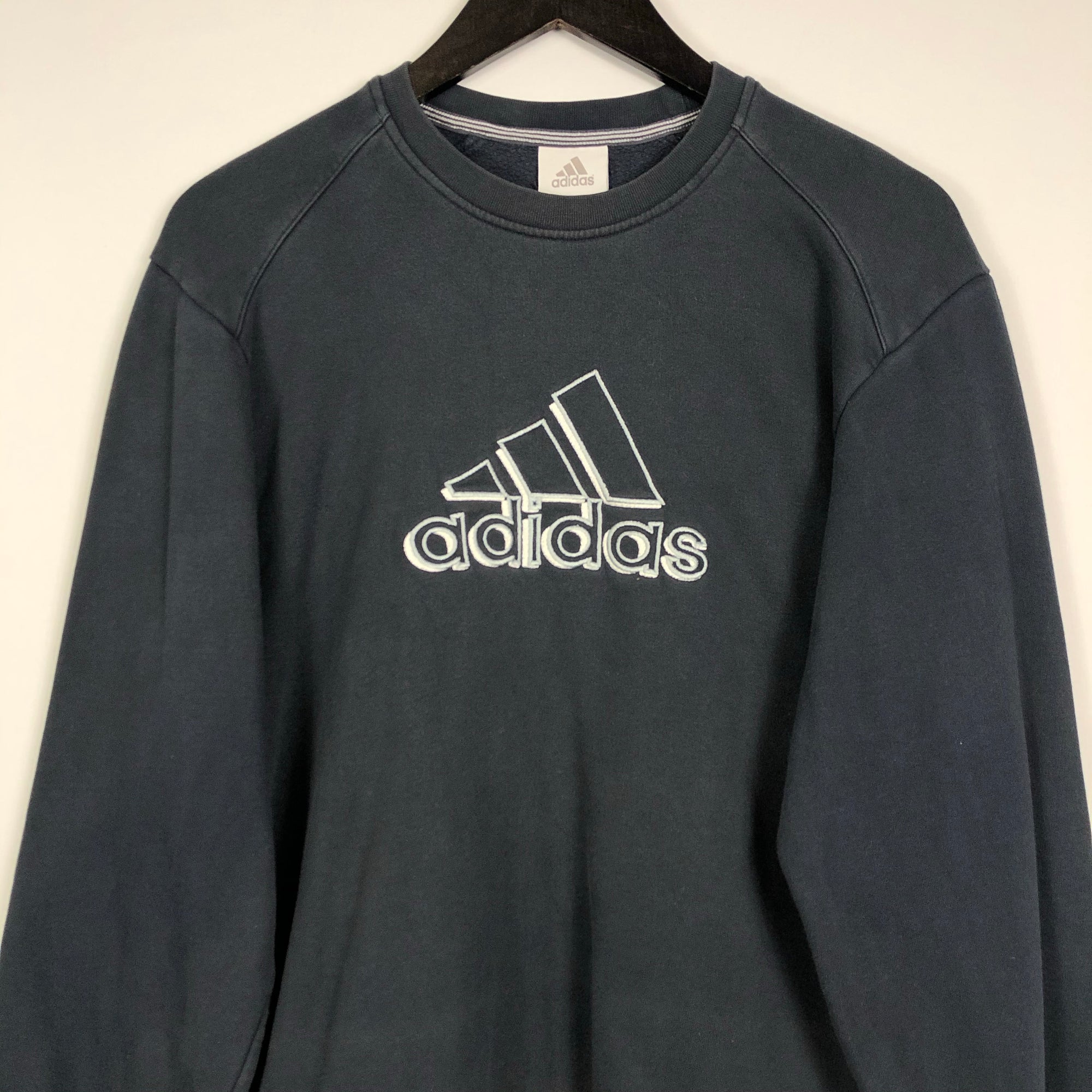 Vintage Adidas Spellout Sweatshirt in Navy - Men’s Medium/Women’s Large