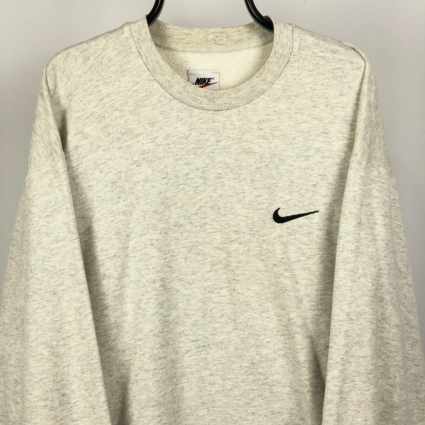 Vintage 90s Nike Grey Embroidered Swoosh Sweatshirt - Men’s XL/Women’s XXL