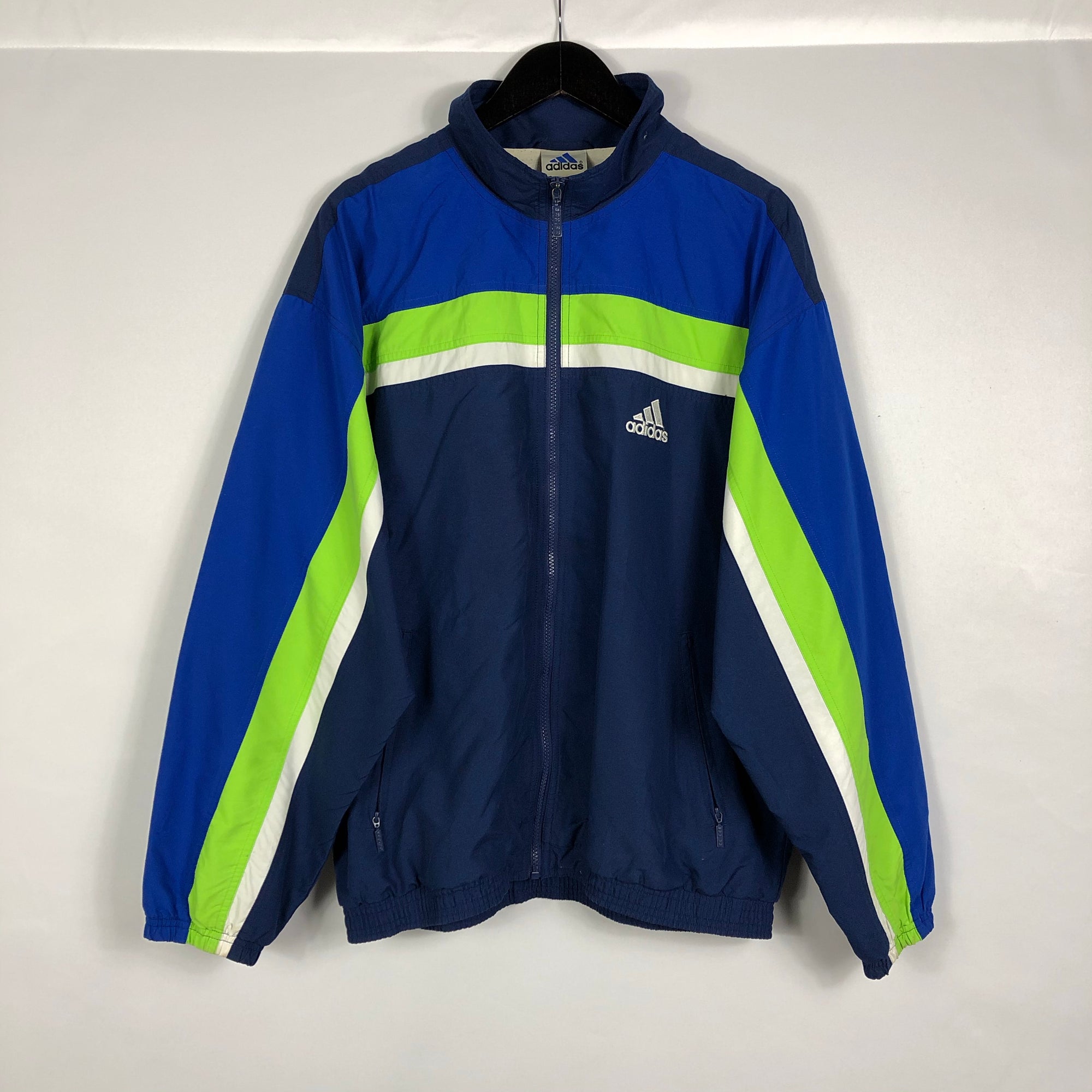 Vintage Adidas Track Jacket in Green, Blue & Navy - Men’s Large/Women’s XL